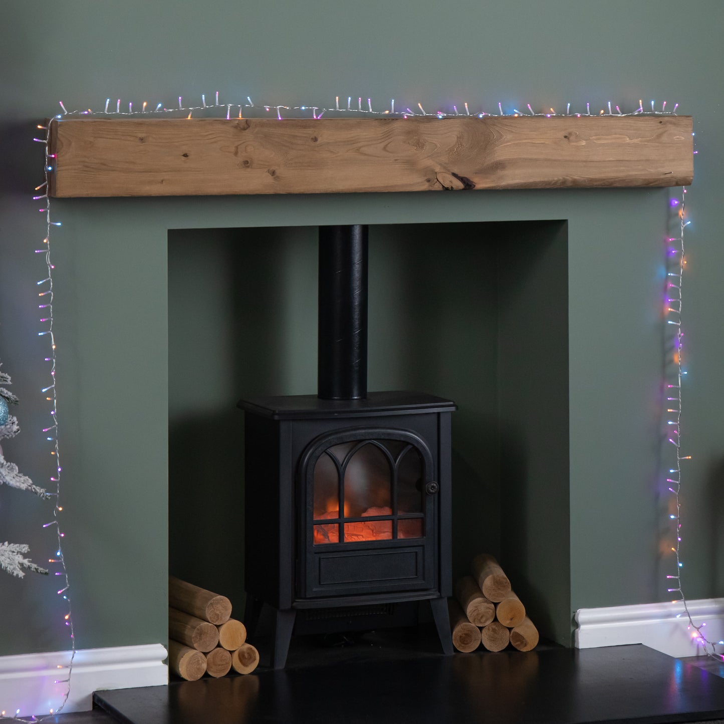 18.7m 750 LED TreeBrights Christmas String Lights with Timer in Rainbow on Clear Cable