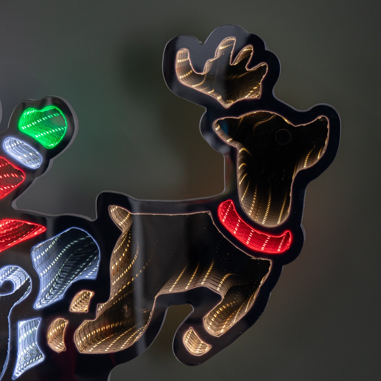 60cm Light up Santa in Sleigh with Present Christmas Infinity Mirror with Multi-Coloured LEDs