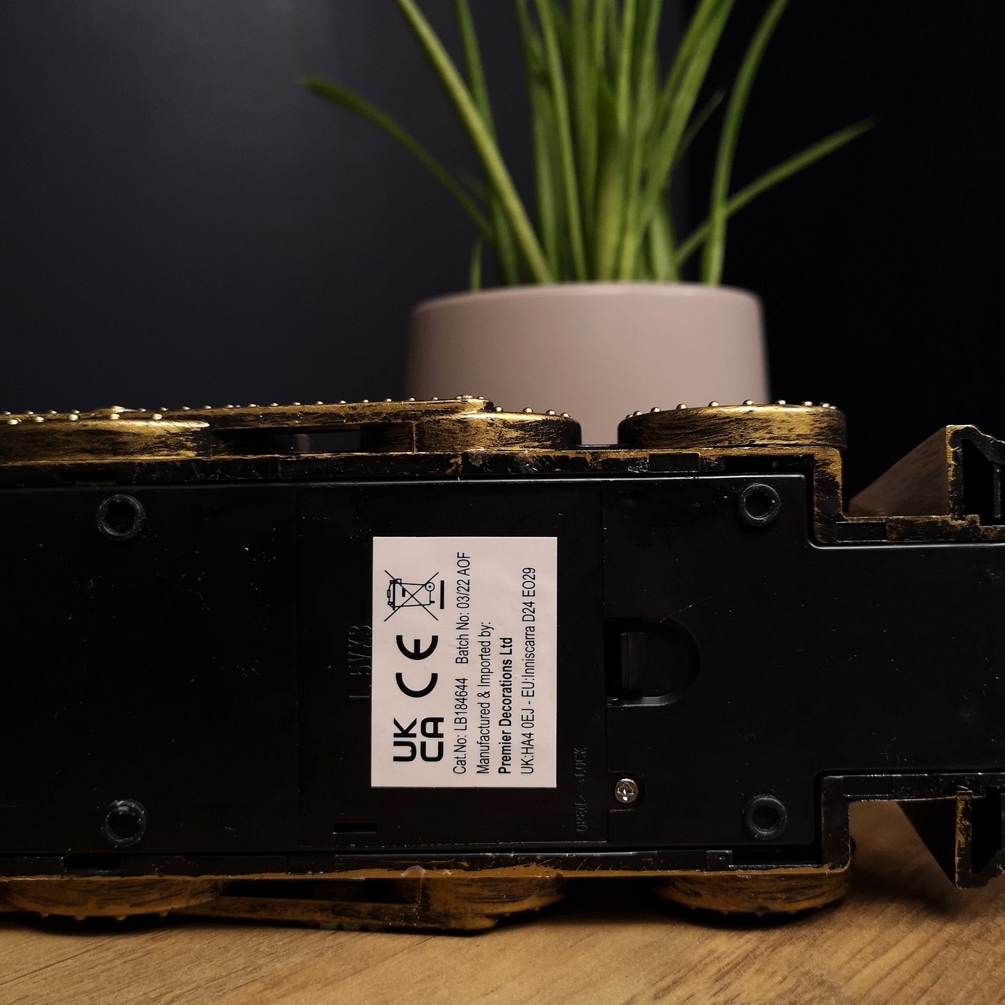 29cm Dual Powered Light up Gold Christmas Train Water Spinner with Santa Scene