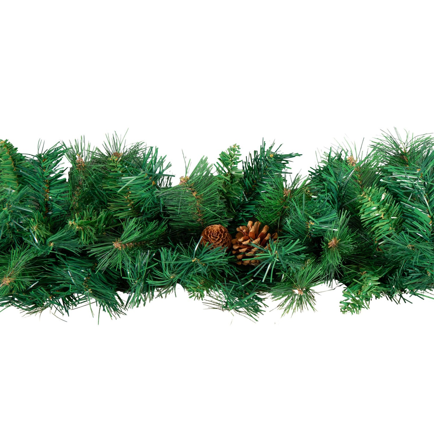 2.7m Green Christmas Garland with Pine Cones and Mixed Needles