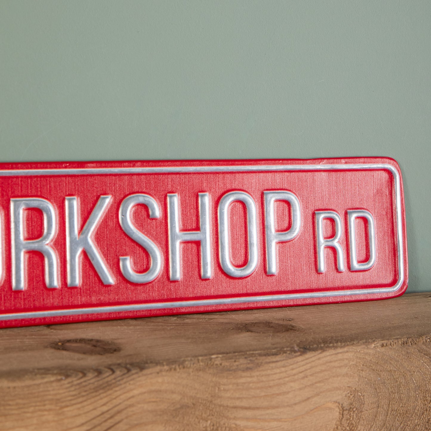 50cm Red Metal Christmas Elf Workshop Road Sign Hanging Decoration