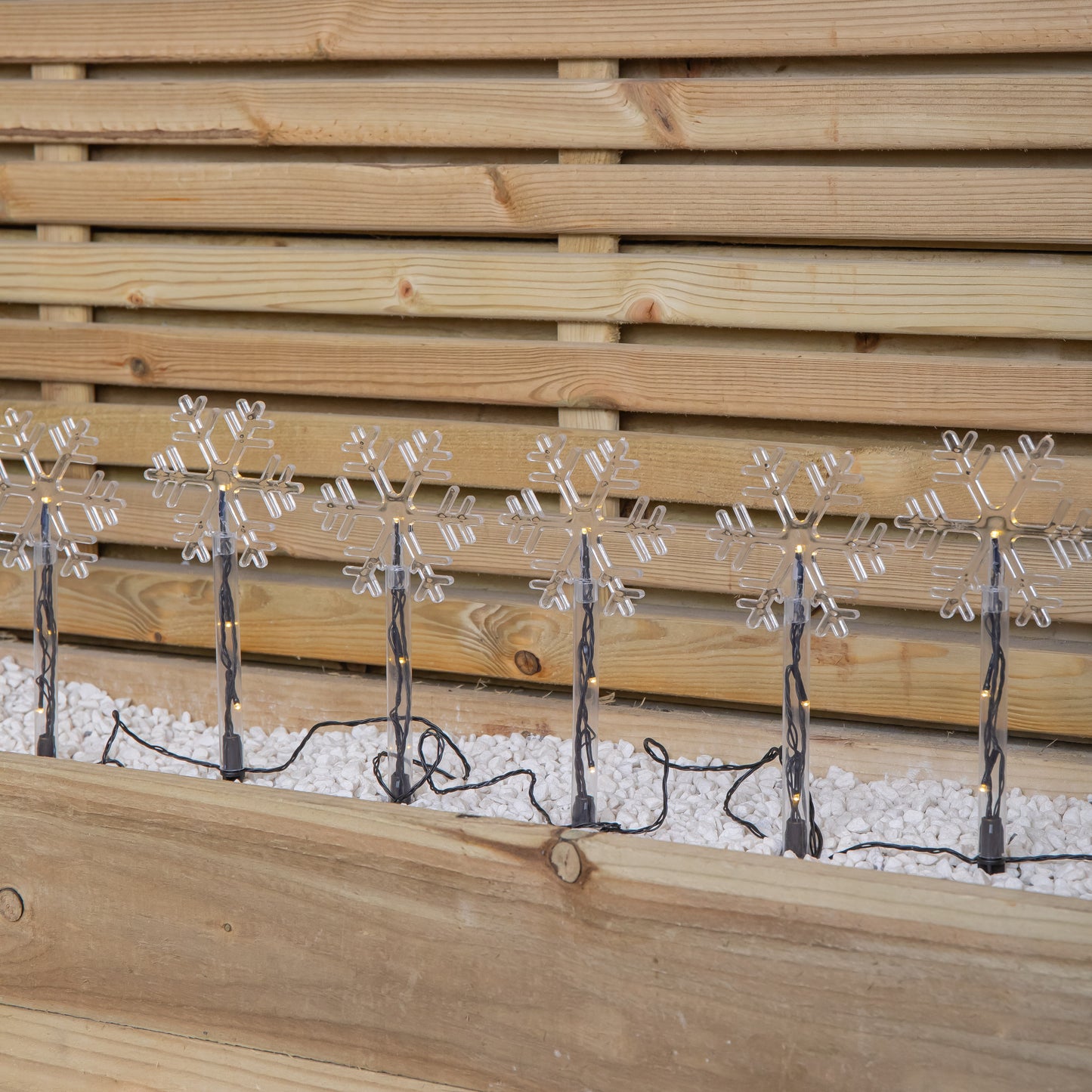 Battery Operated Set of 8 Light up Christmas Snowflake Garden Stakes with LEDs