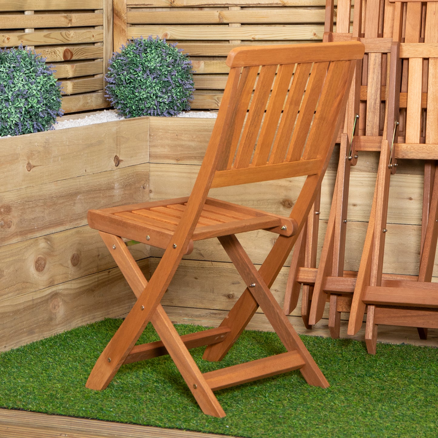 Set of 4 Bowness Outdoor Garden Patio Wooden Folding Chairs