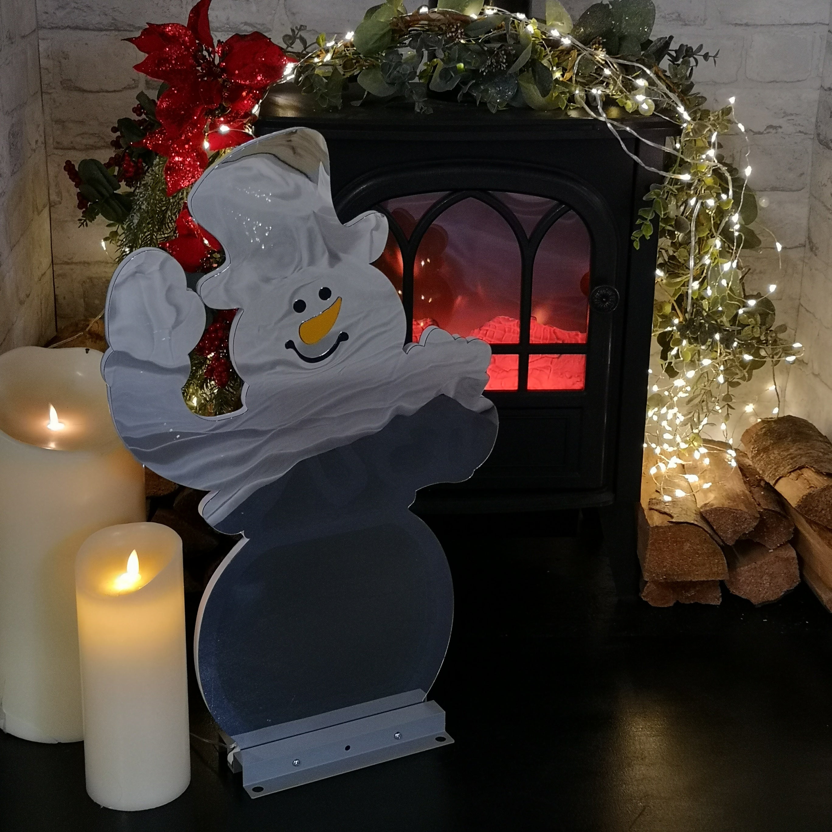 56cm LED Infinity Light Snowman Waving
