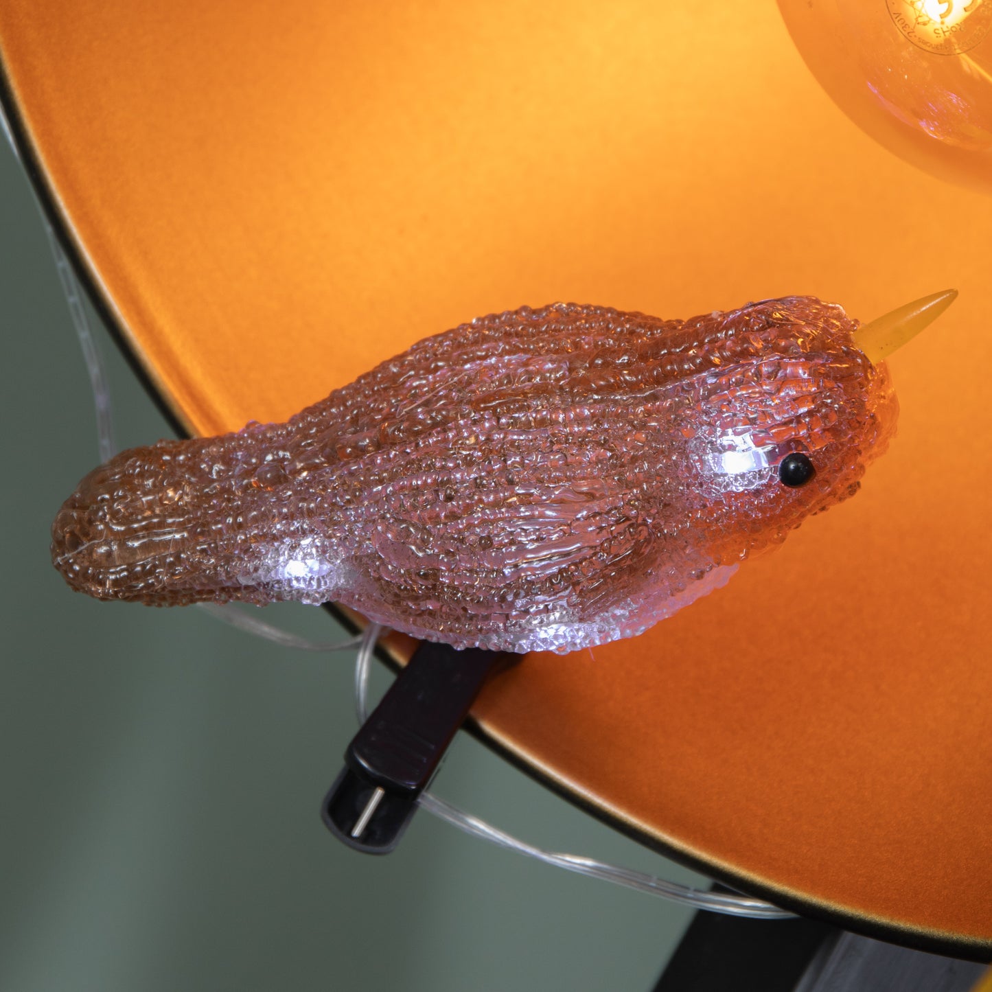 Set of 5 Light up Acrylic Christmas Robin Decoration with 30 Ice White LEDs