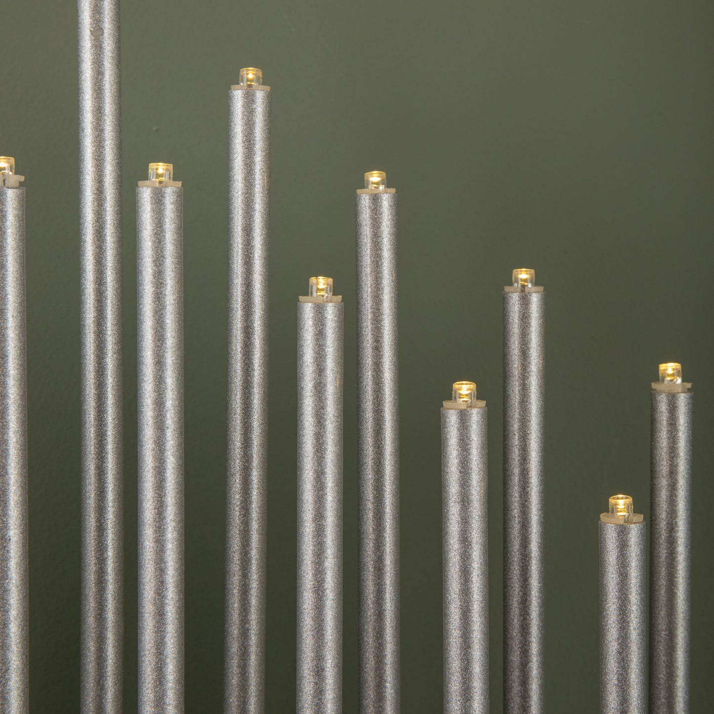 29cm Battery Operated Light up Silver Christmas Candle Bridge with 17 LEDs