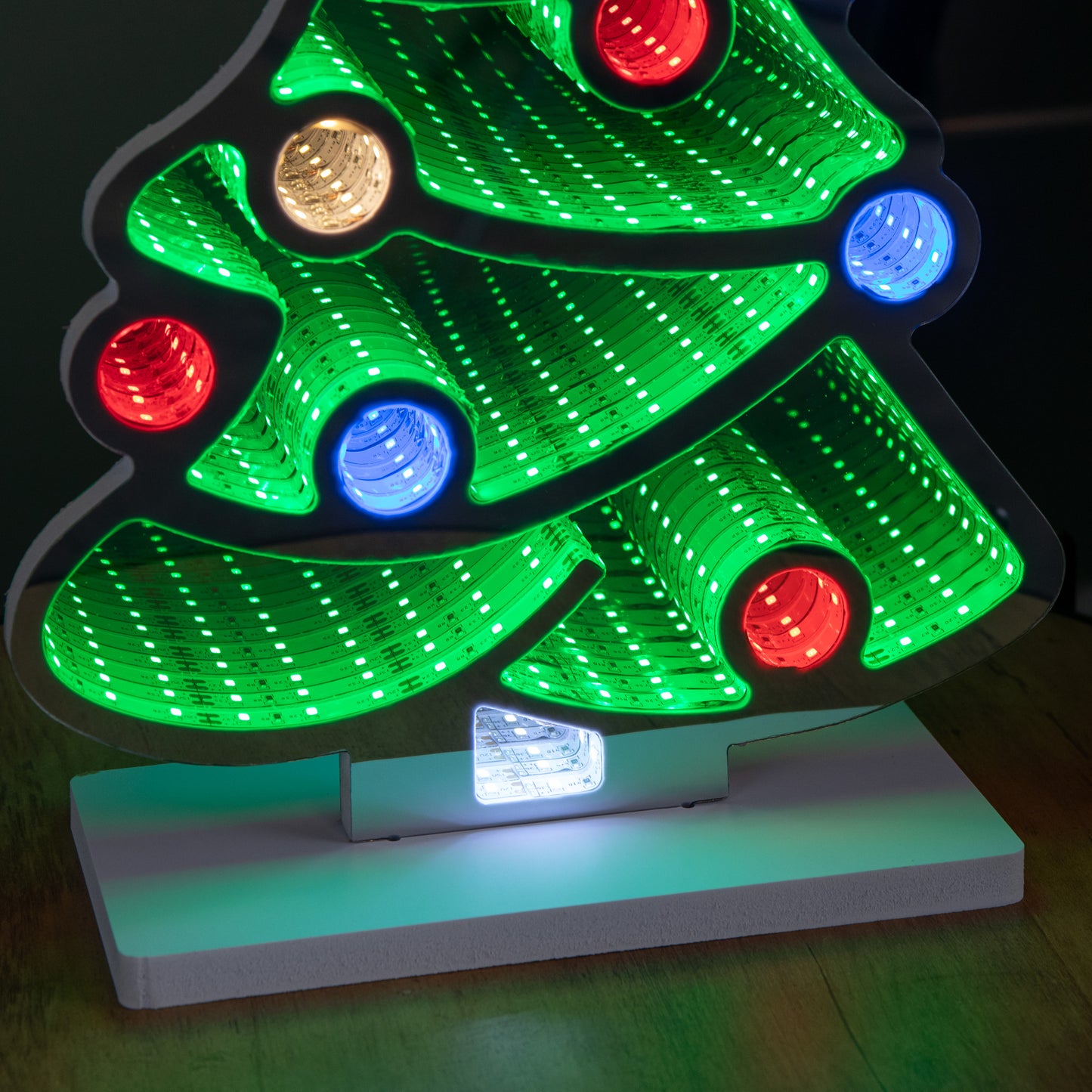 40cm Light up Christmas Tree with Baubles Infinity Light Decoration with Multi-Coloured LEDs