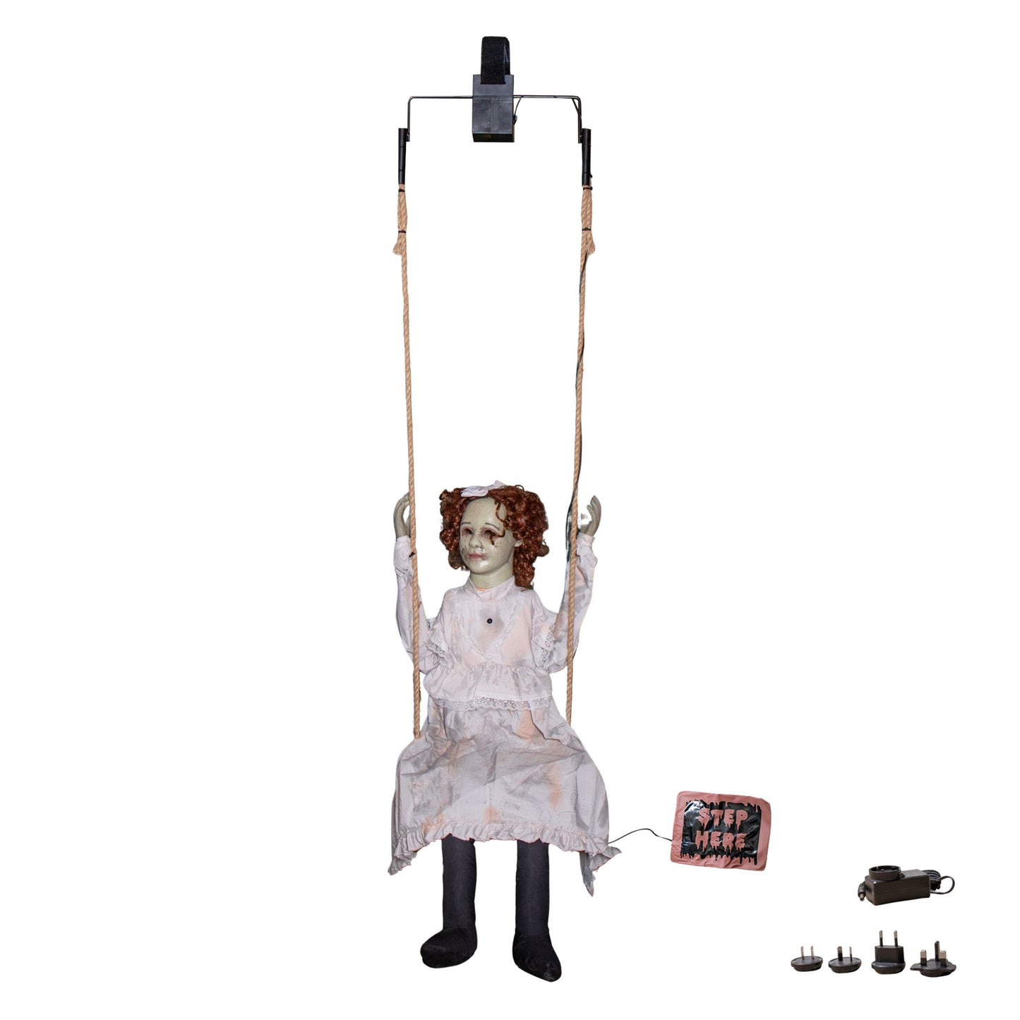 5.5ft Motion Activated Animated Swinging Decrepit Halloween Doll with LEDs