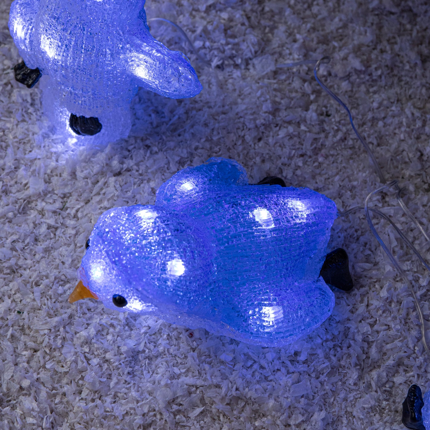 23cm Set of 3 Light up Acrylic Christmas Penguins with 30 Ice White LEDs