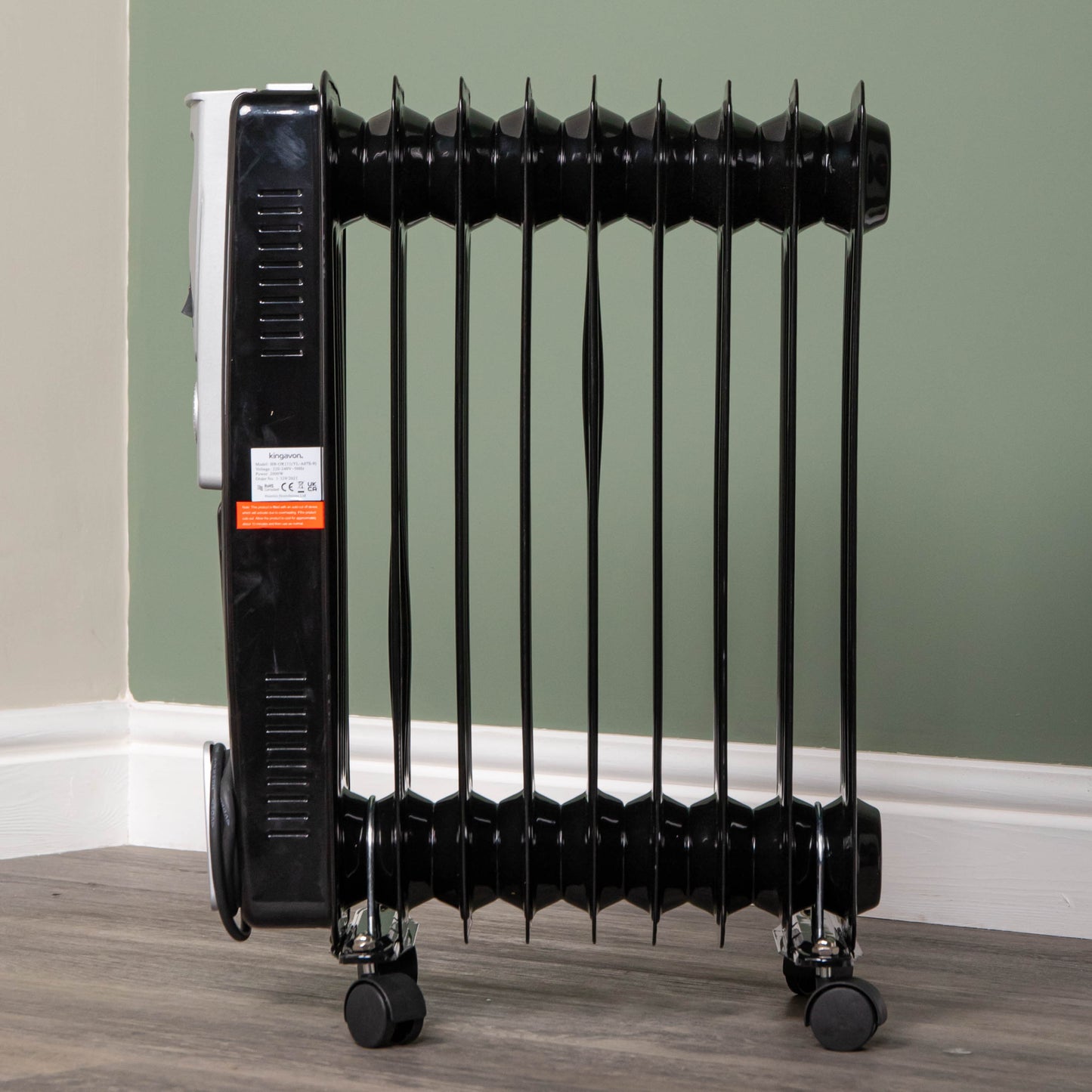 2000w 2kw 9 Fin Slimline Black Oil Filled Radiator Heater with Adjustable Thermostat