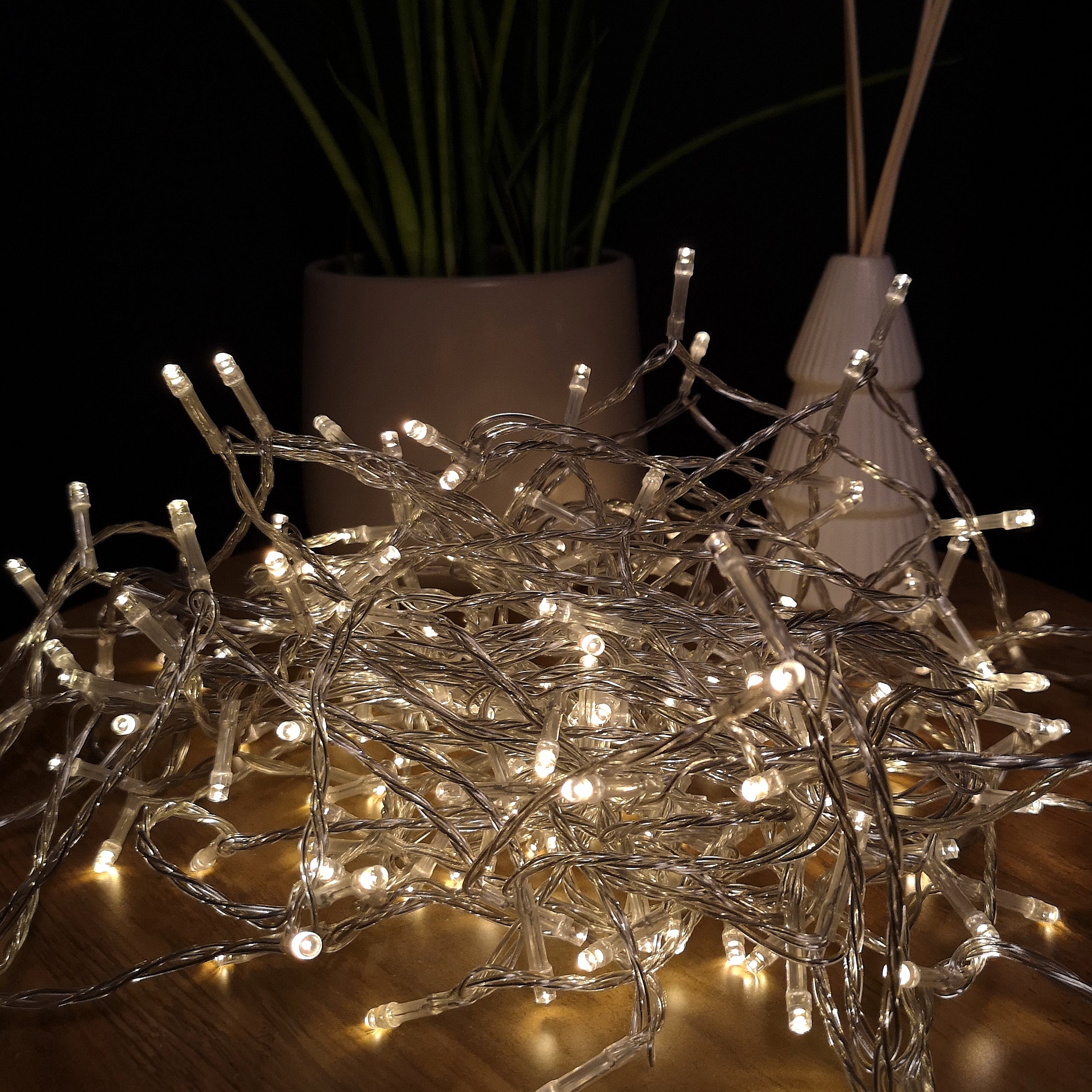 20m Battery Operated Indoor Outdoor Christmas String Lights with 200 LEDs in Warm White