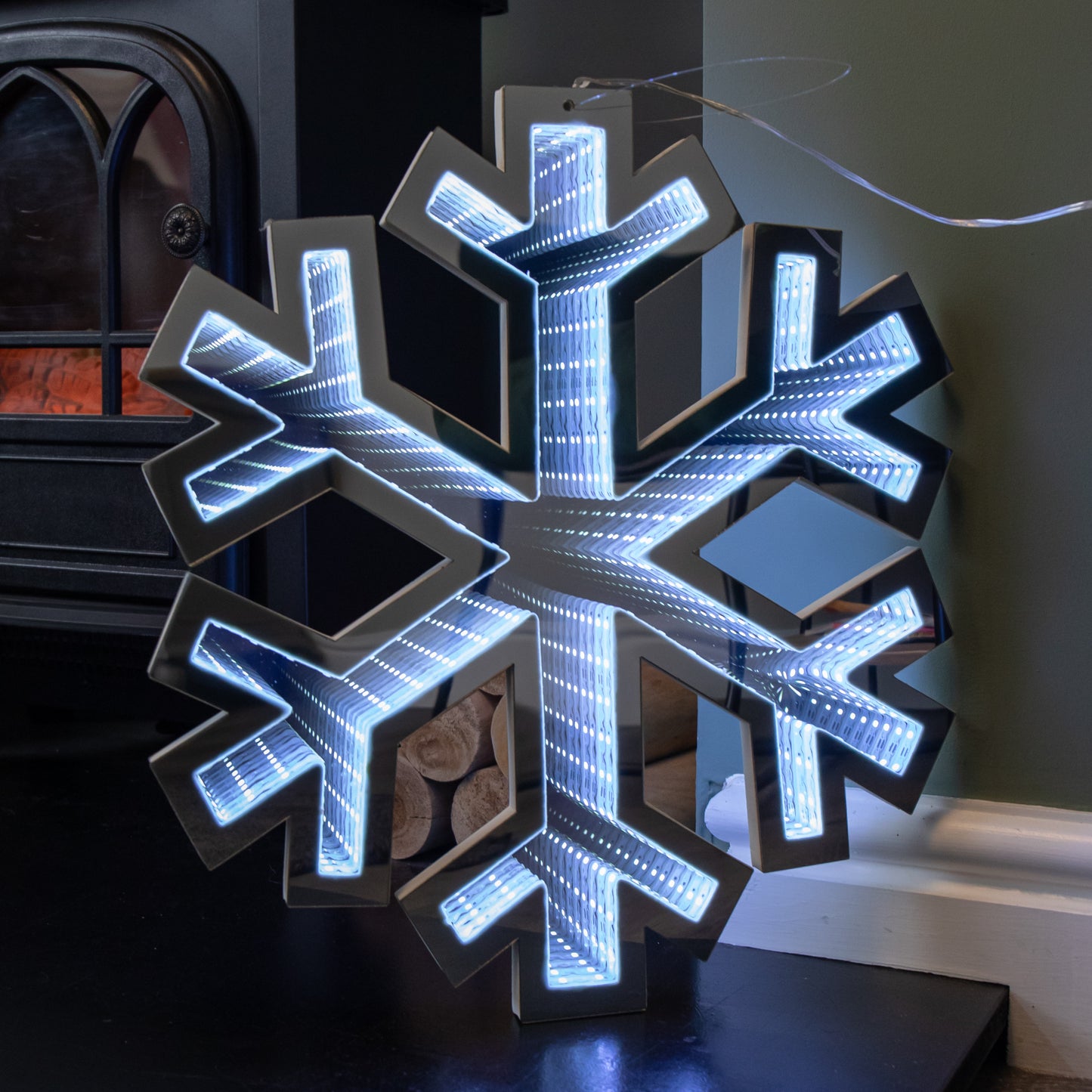40cm LED Infinity Light Hanging Snowflake
