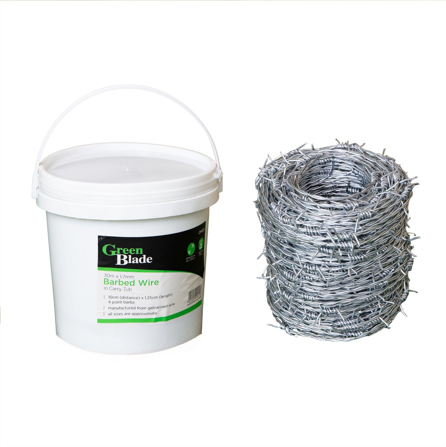 30m x 1.7mm Security Barbed Wire in Plastic Carry Storage Tub