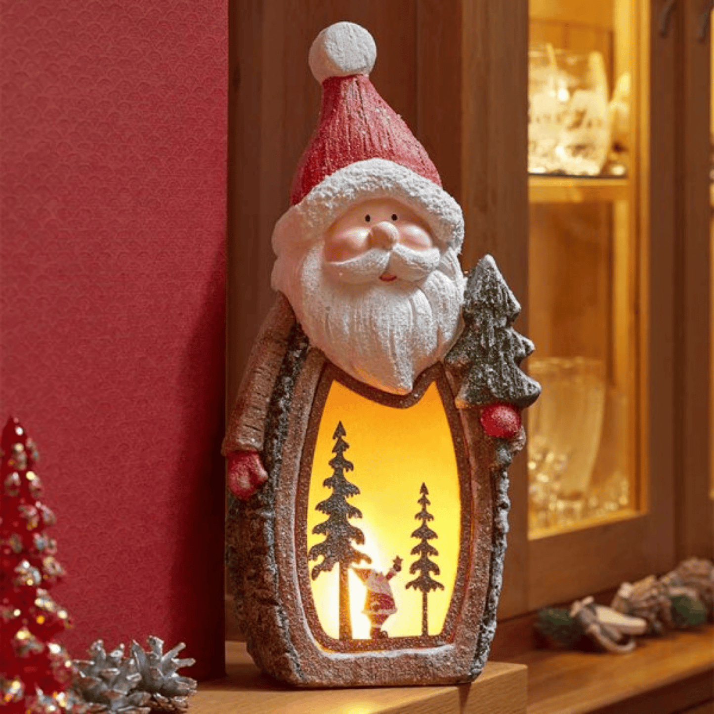 45cm Light up Christmas Woodsman Glow Santa with LEDs