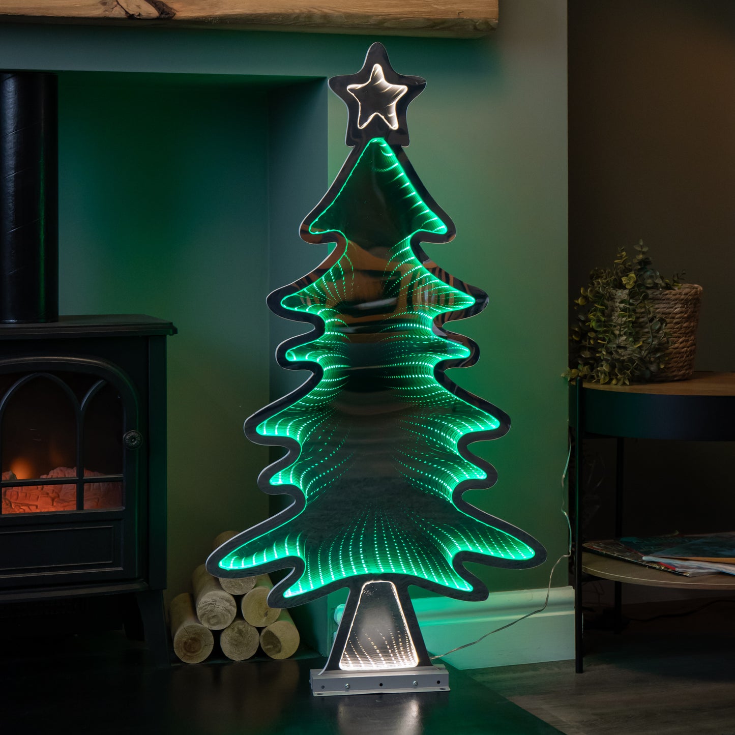 95cm Green Standing LED Infinity Christmas Tree Decoration with Metal Base