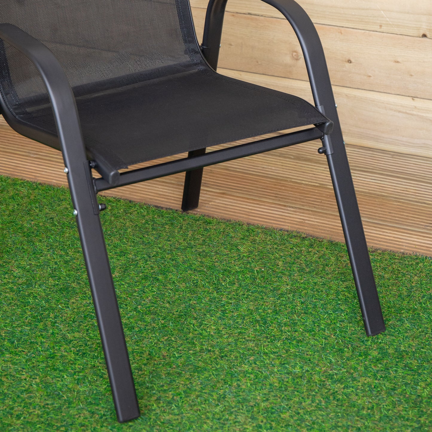 Set of 6 Outdoor Garden Patio Textilene Furniture Chairs in Black