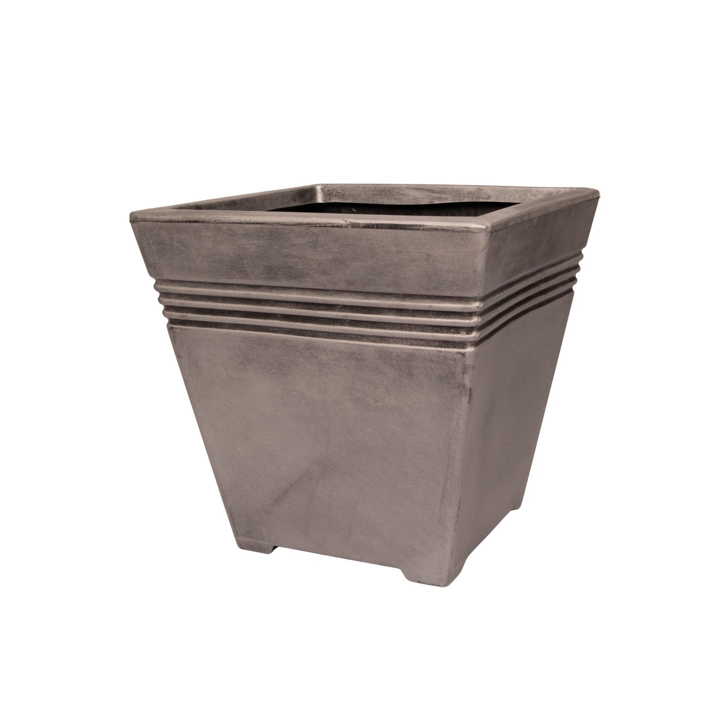 33cm Square Milano Plastic Grey Pewter Effect Garden Patio Plant Pot