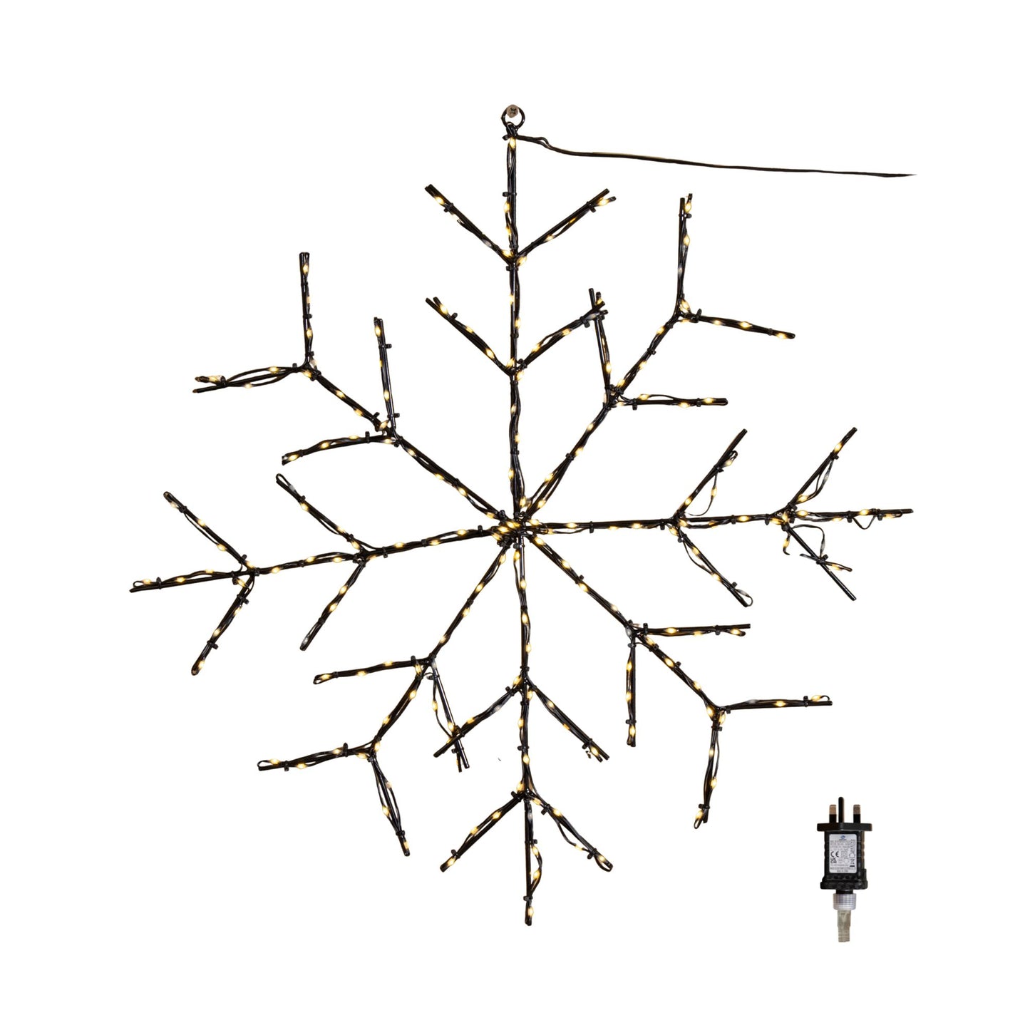61cm Light up Twinkling Christmas Snowflake with 196 Warm White LEDs