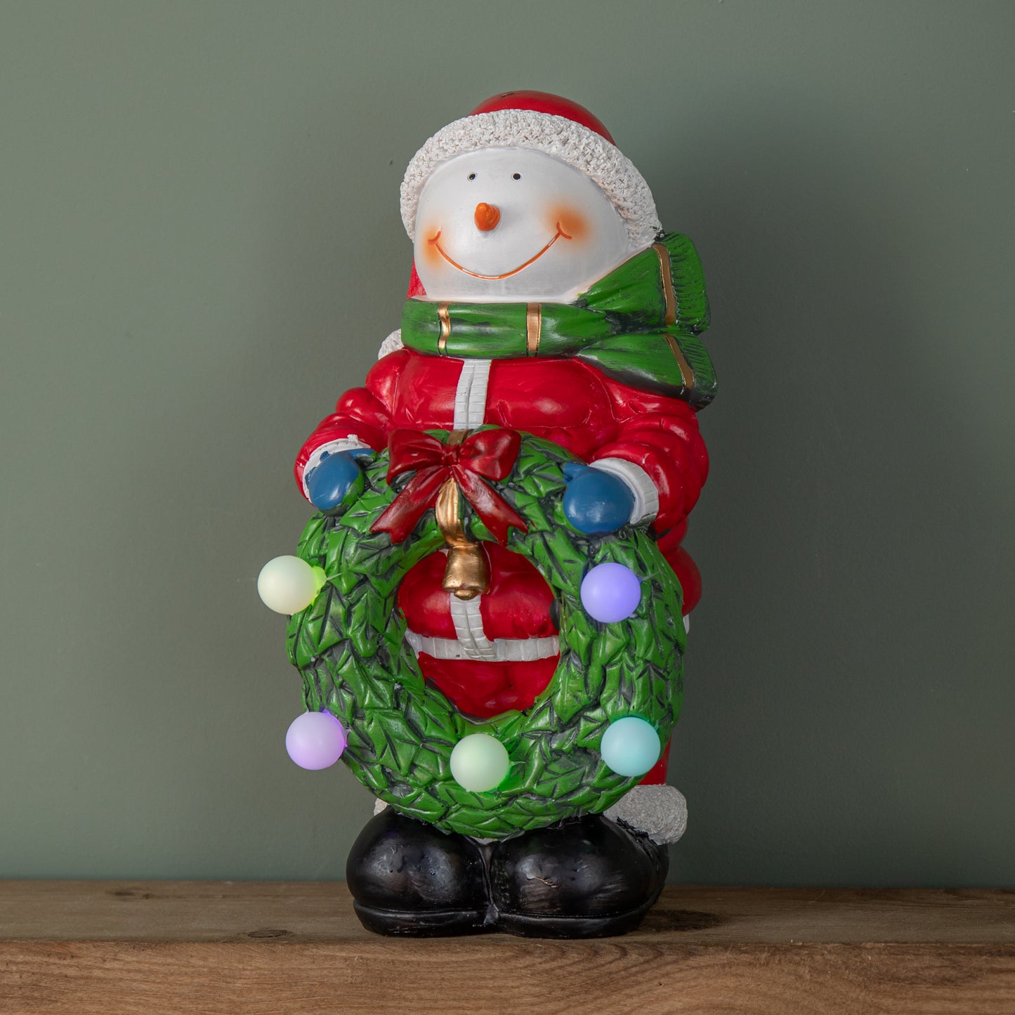 25cm Battery Powered Light up Frosty Snowman Christmas Hand Painted Decoration with LEDs