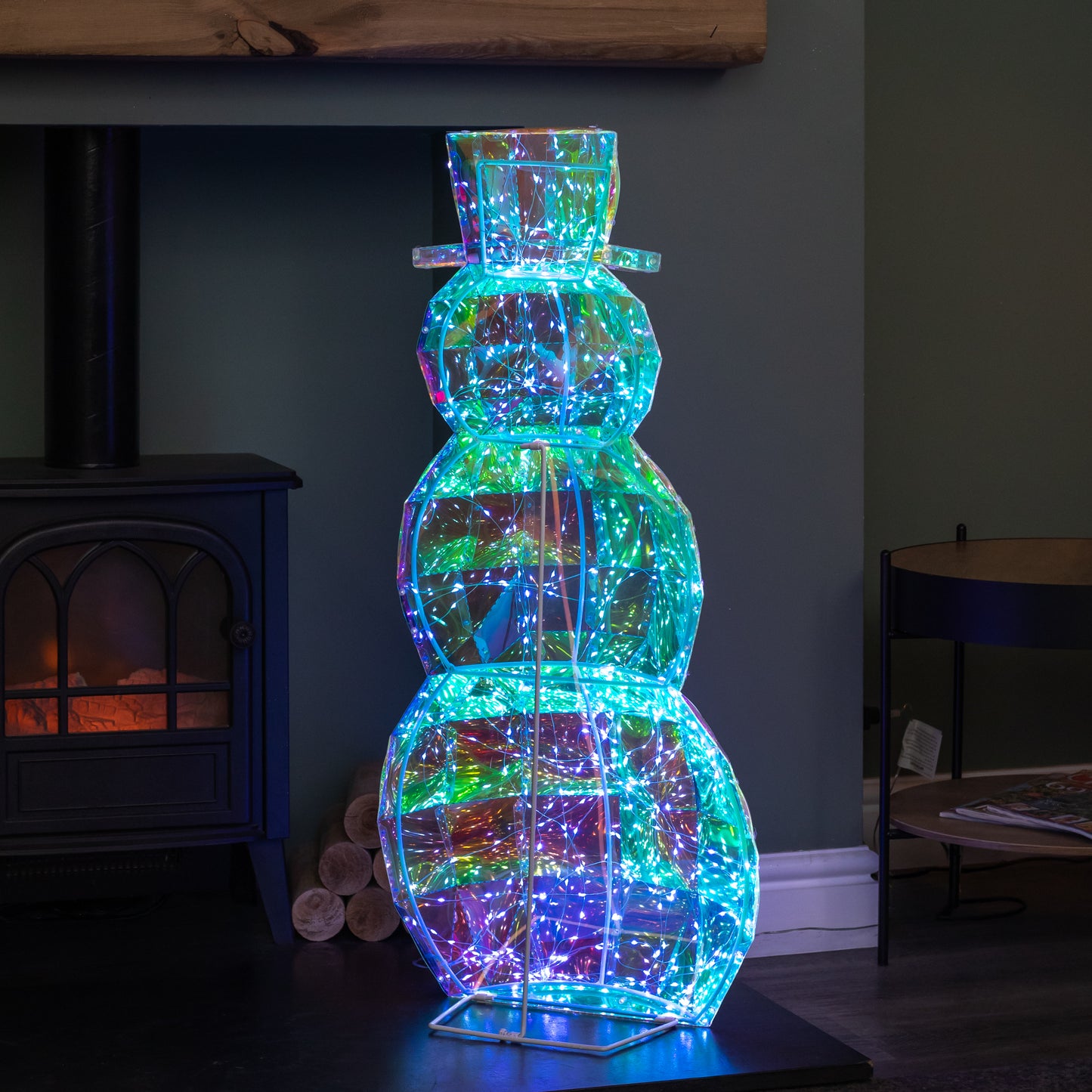 91cm Light up DreamLights Iridescent Christmas Snowman with 400 White LEDs