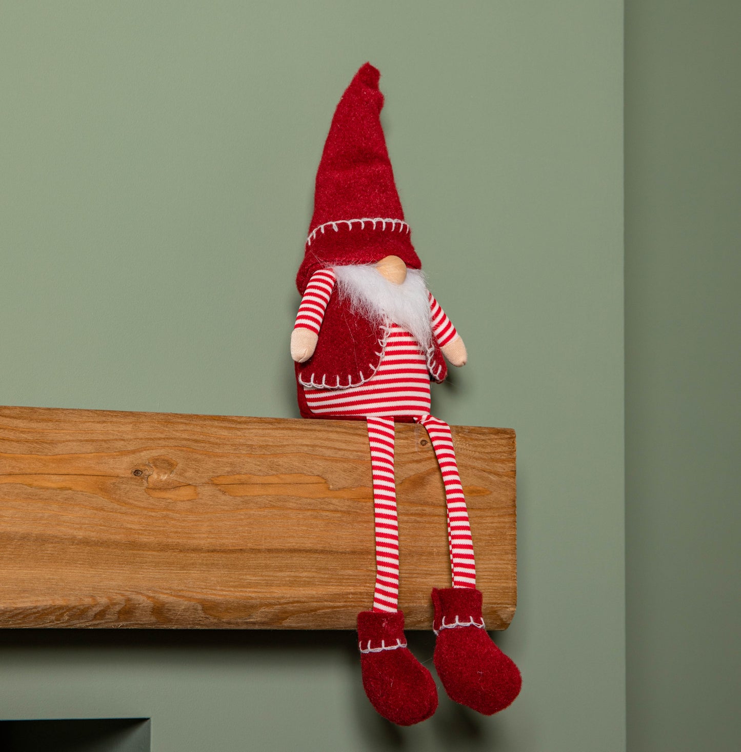 50cm Red and White Stripe Sitting Christmas Gonk Decoration with Dangly Legs