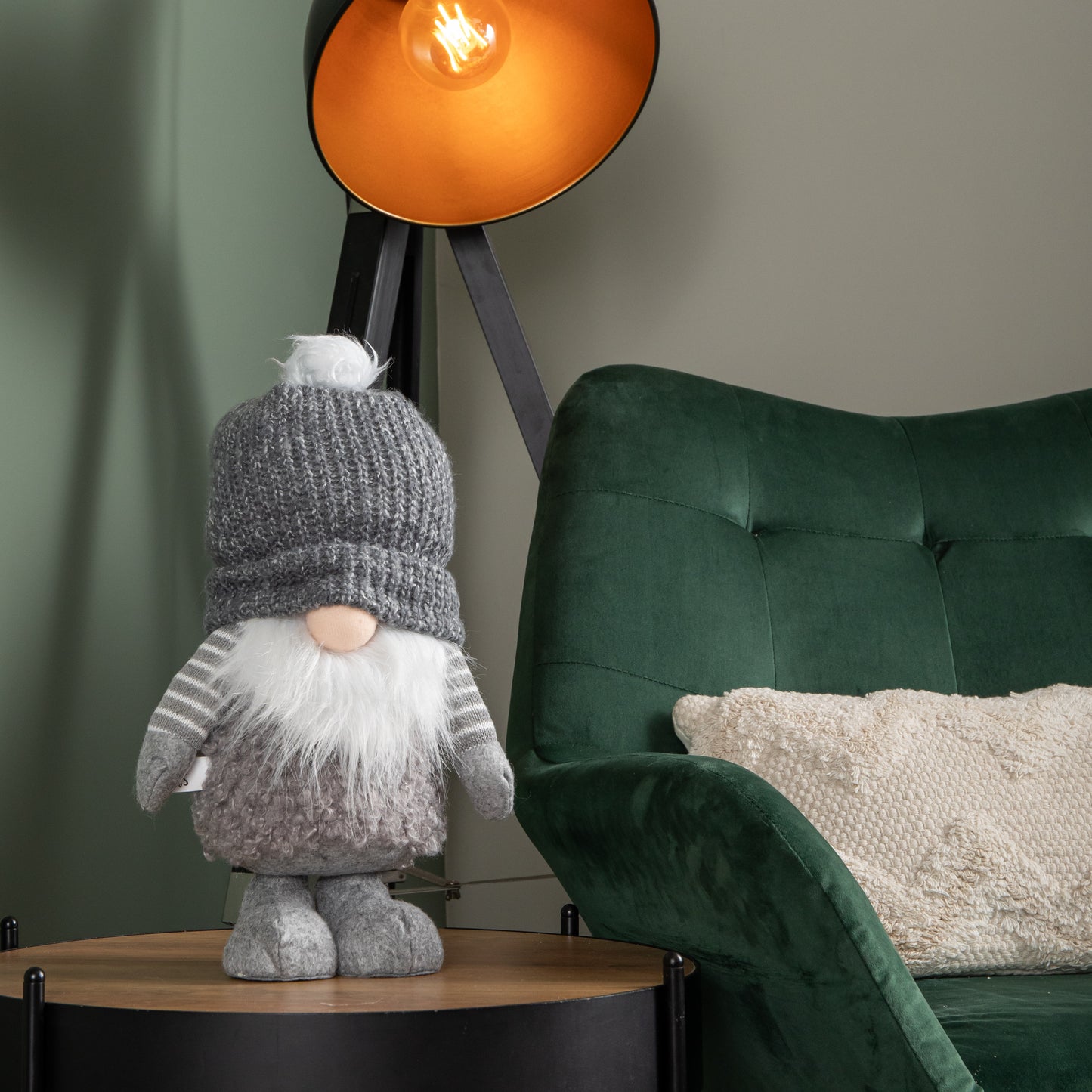 40cm Large Grey Gonk with Bobbly Hat Christmas Decoration