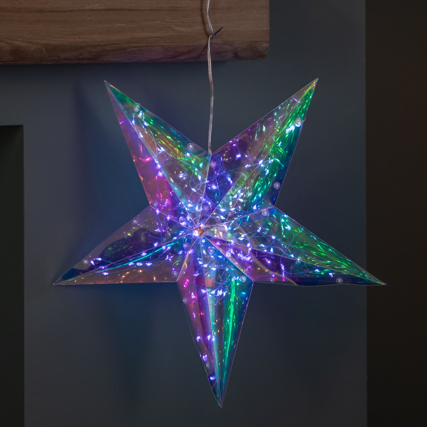 36cm Battery Operated Light up Hanging Christmas Dreamlight Star with 100 White LEDs