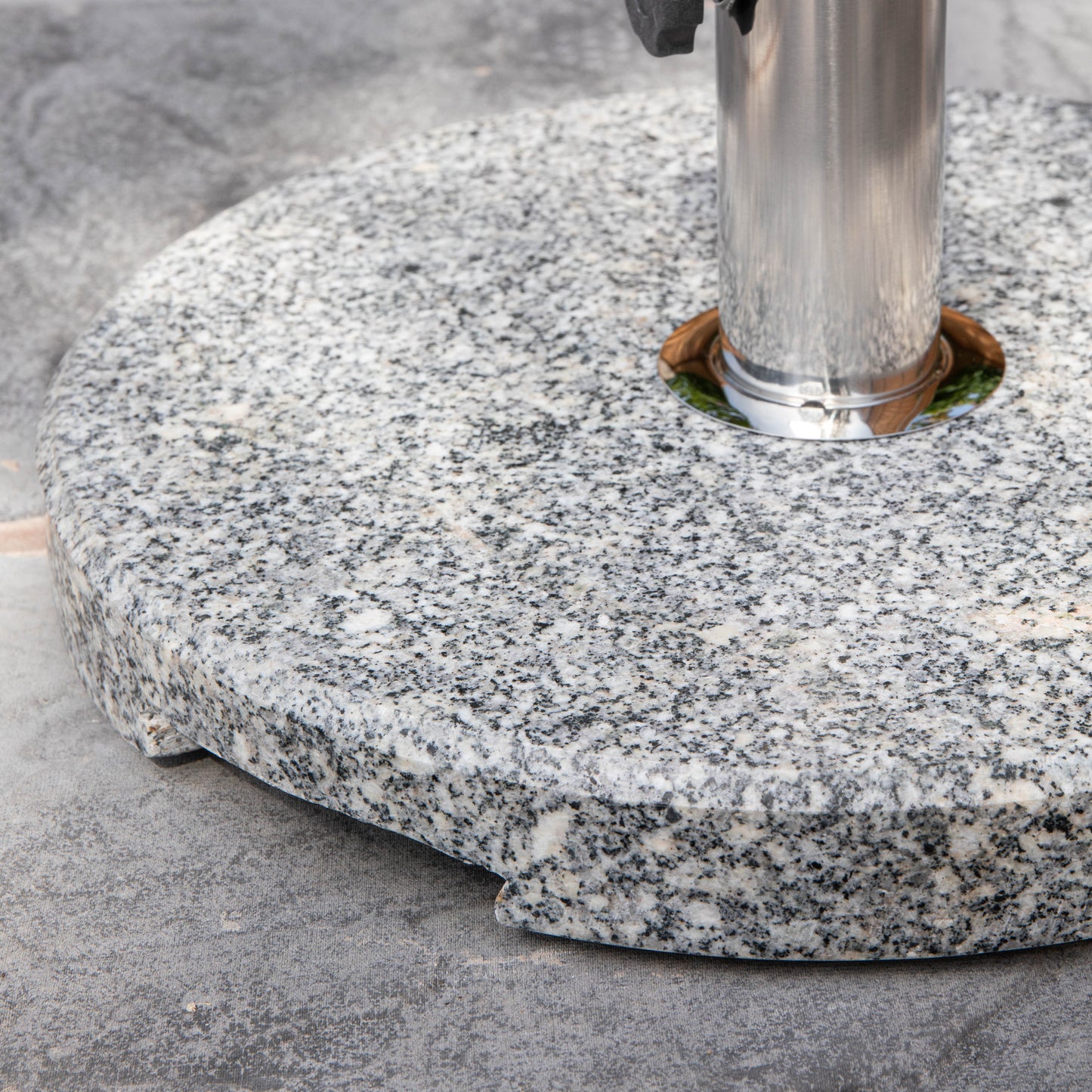 15kg Round Granite Garden Parasol / Umbrella Base Weight Stainless Steel Pole