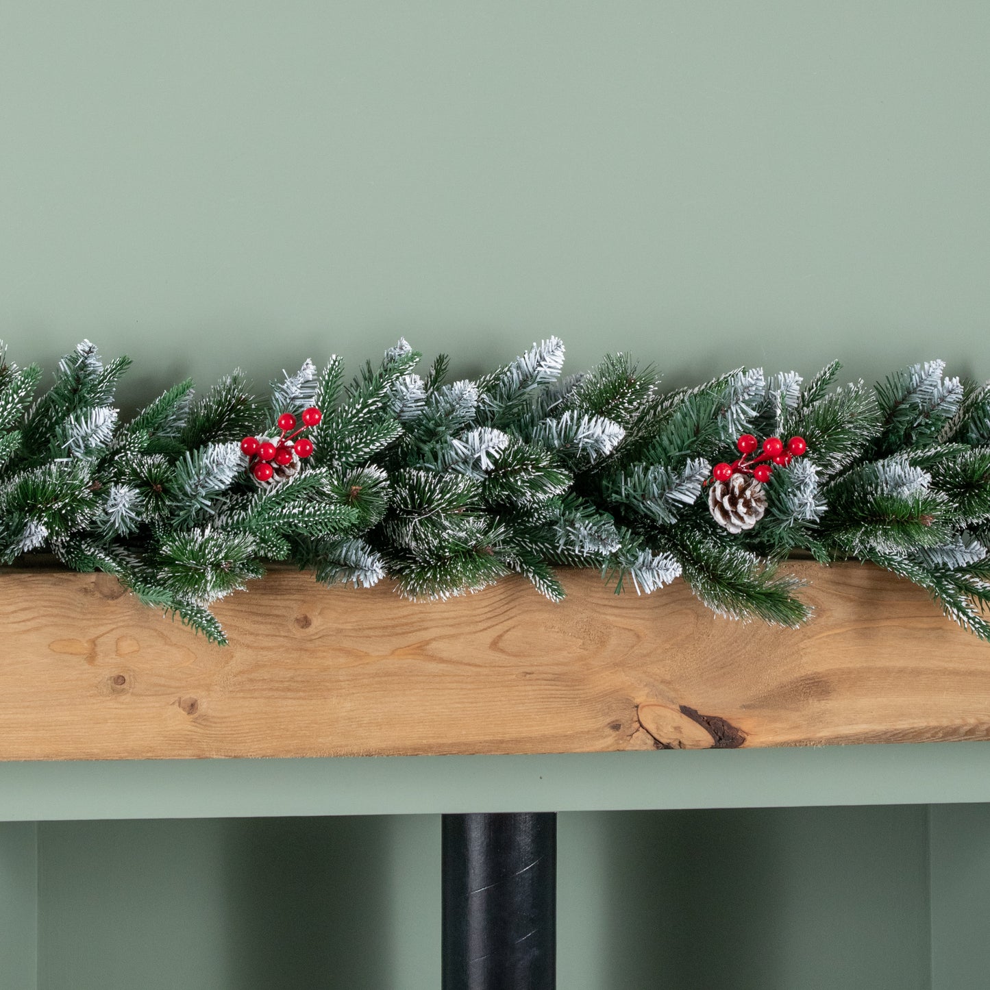 1.8m (6ft) New Jersey Christmas Garland with Red Berries Pinecones & Snow Tipped PVC Branches