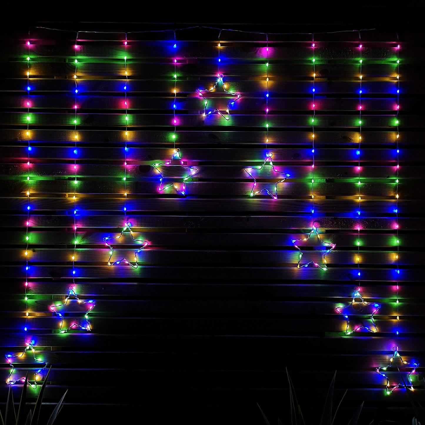 1.2m Multi Colour LED Star Curtain Lights Christmas Decorations