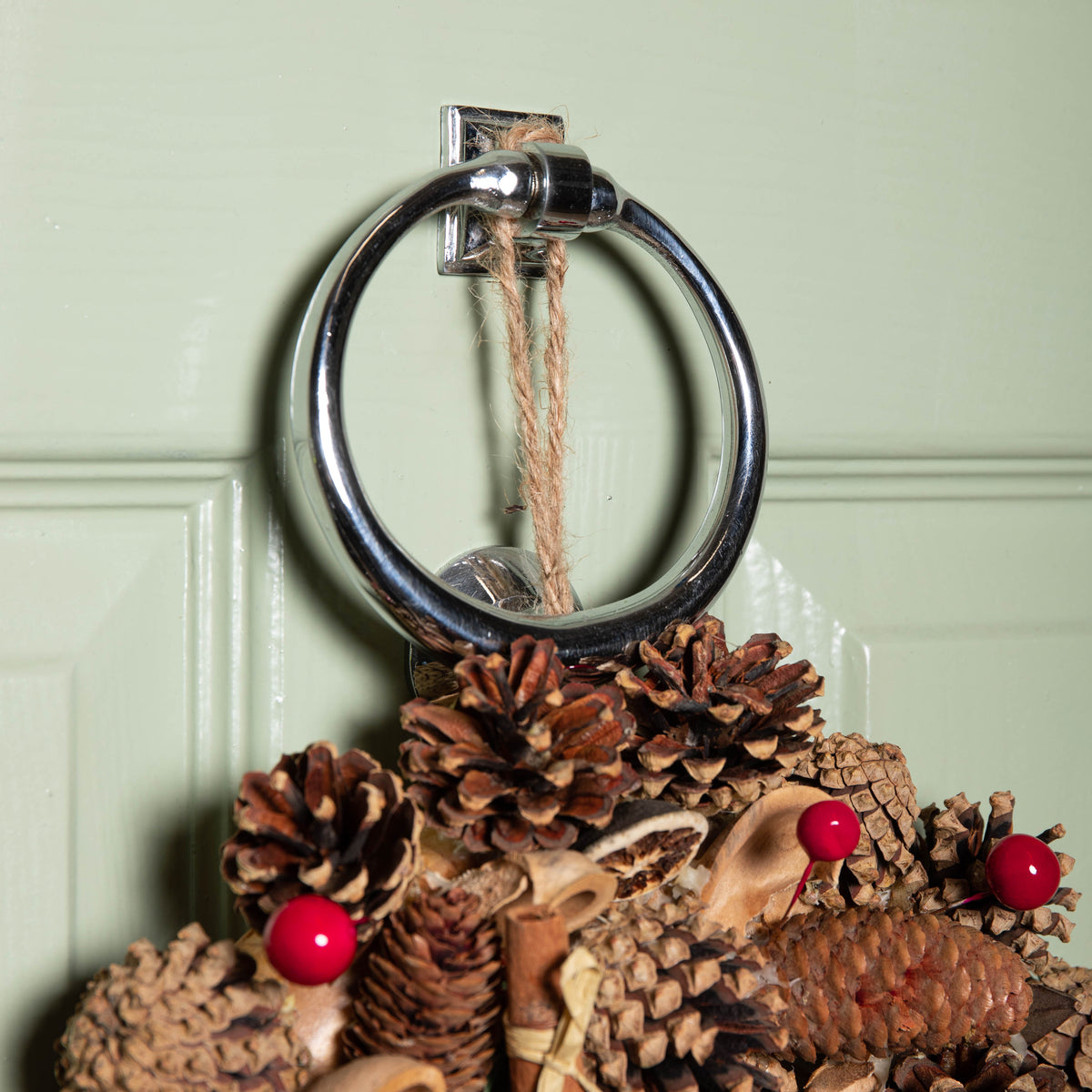 30cm Winter Spice Hanging Christmas Wreath with Pine Cones Red Berries & Dried Fruit