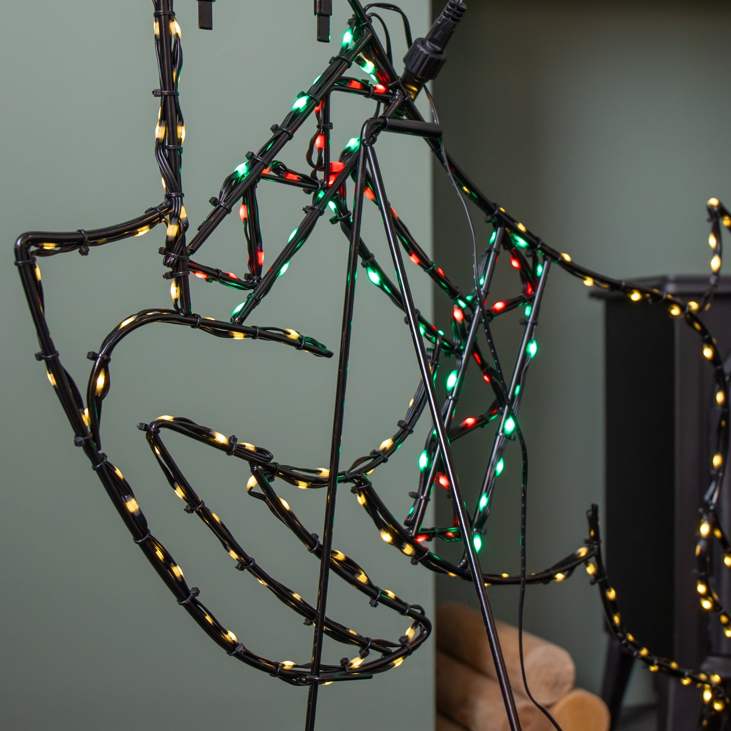 1.1m x 73cm Light up Prancing Christmas Reindeer with 350 Multi-Coloured LEDs