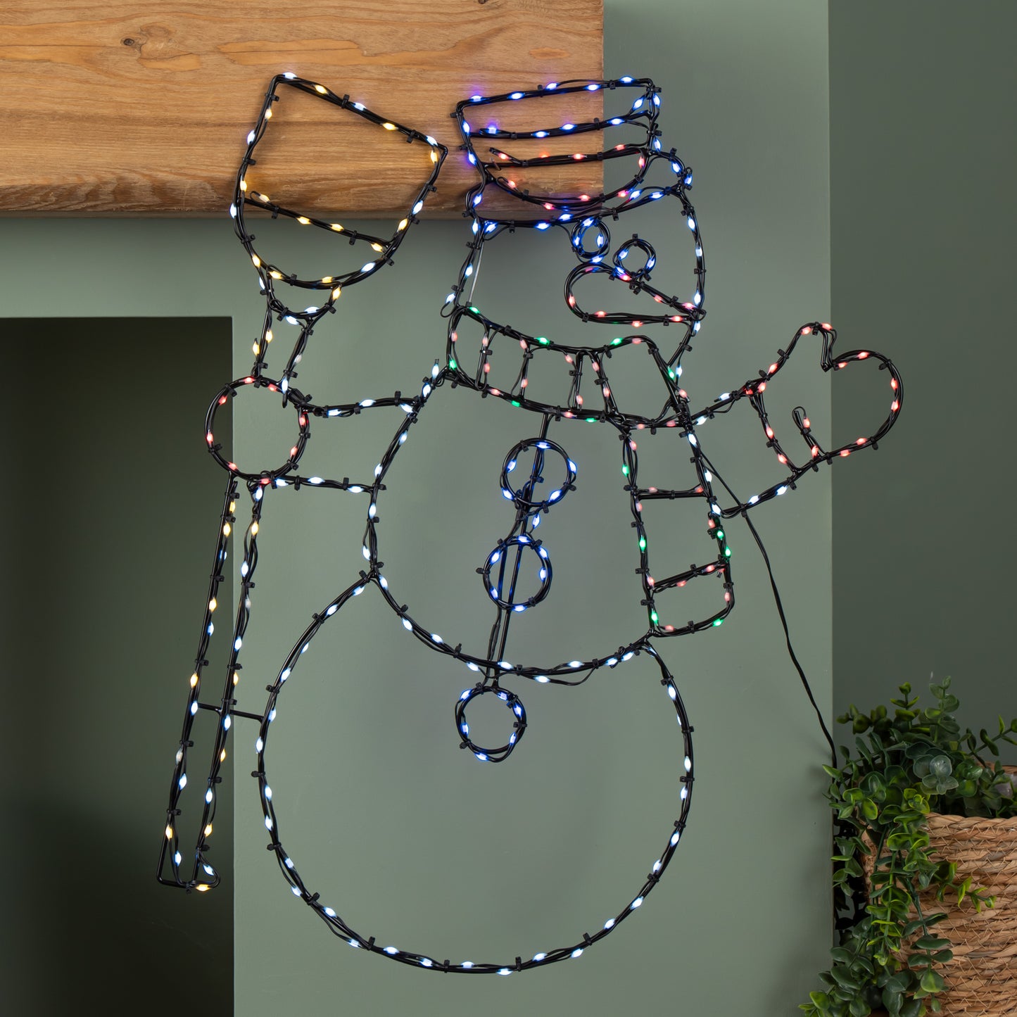 59cm x 45cm Light up FlexiBrights Christmas Snowman Silhouette with 238 Multi-Coloured LEDs