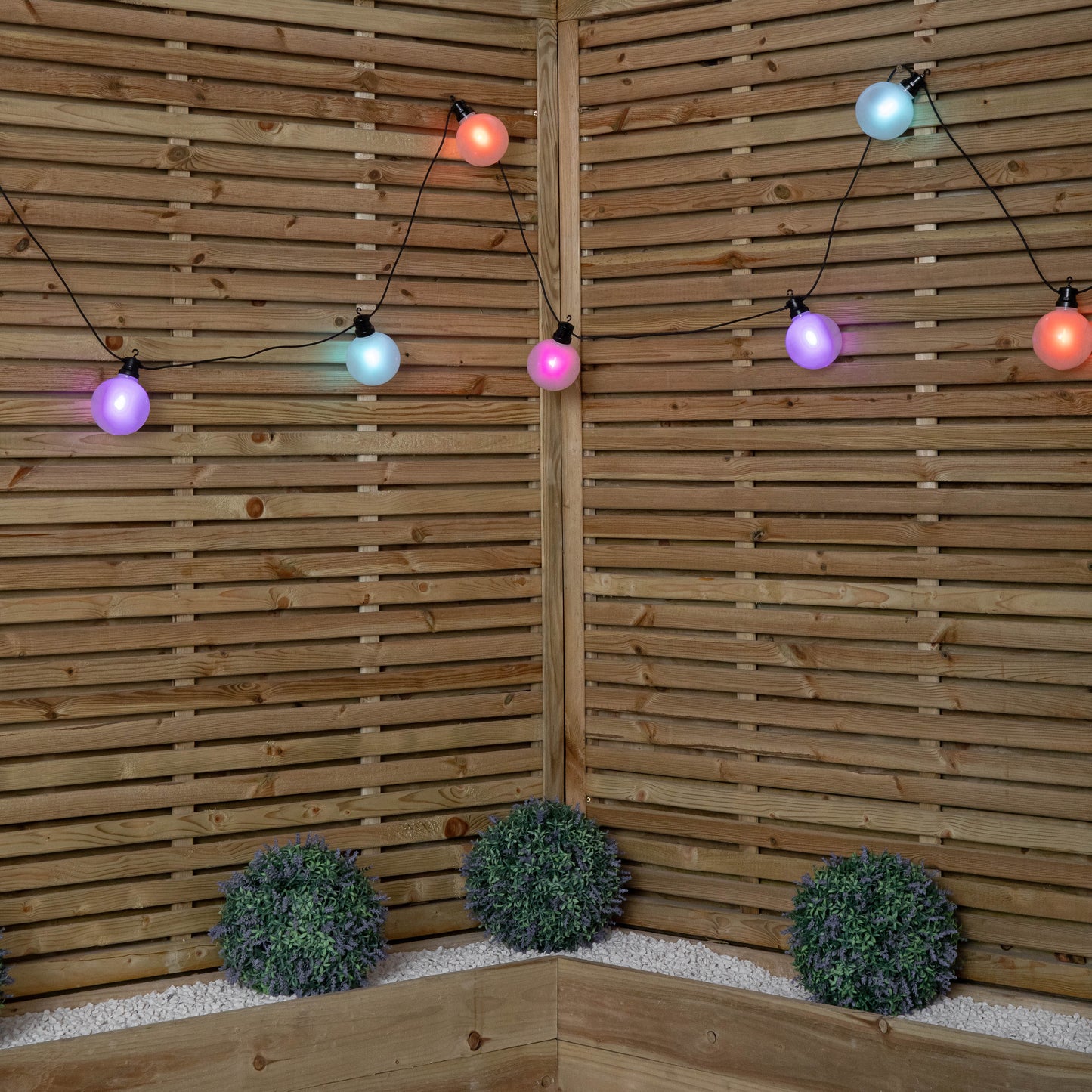 4.5m Set of 10 Frosted Ball Style Cap String Lights with Filament in Rainbow