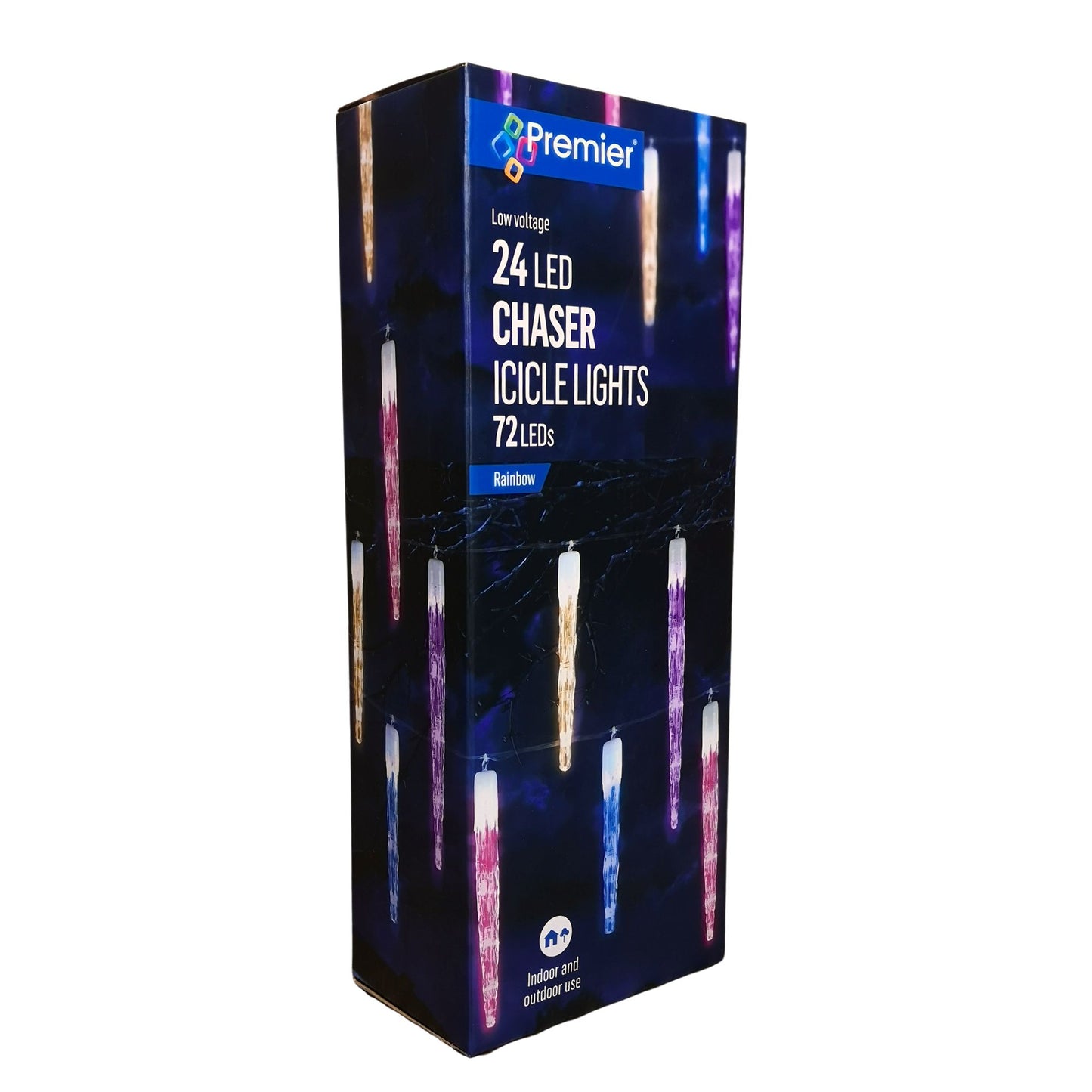 Factory Seconds: 72 LED 6.9m 24 Indoor Outdoor Icicle Shape Christmas Chaser Lights in Rainbow