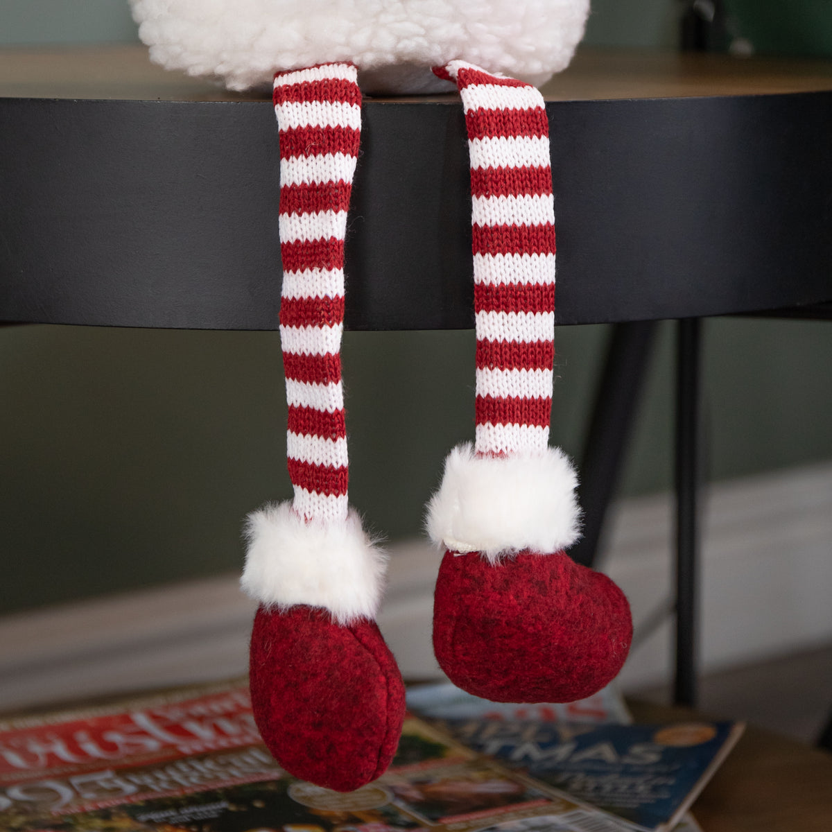 37cm Sitting Soft Fabric Snow Girl Christmas Decoration with Dangly Legs