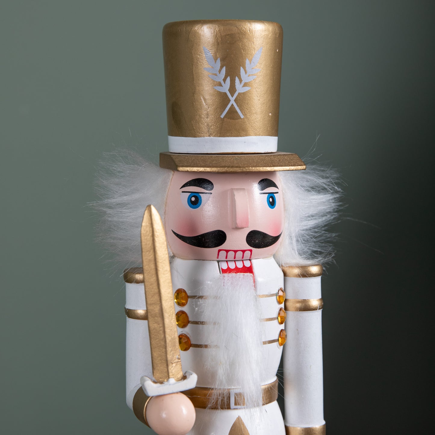 30cm Wooden Christmas Nutcracker Soldier Decoration with White Body and Shoes