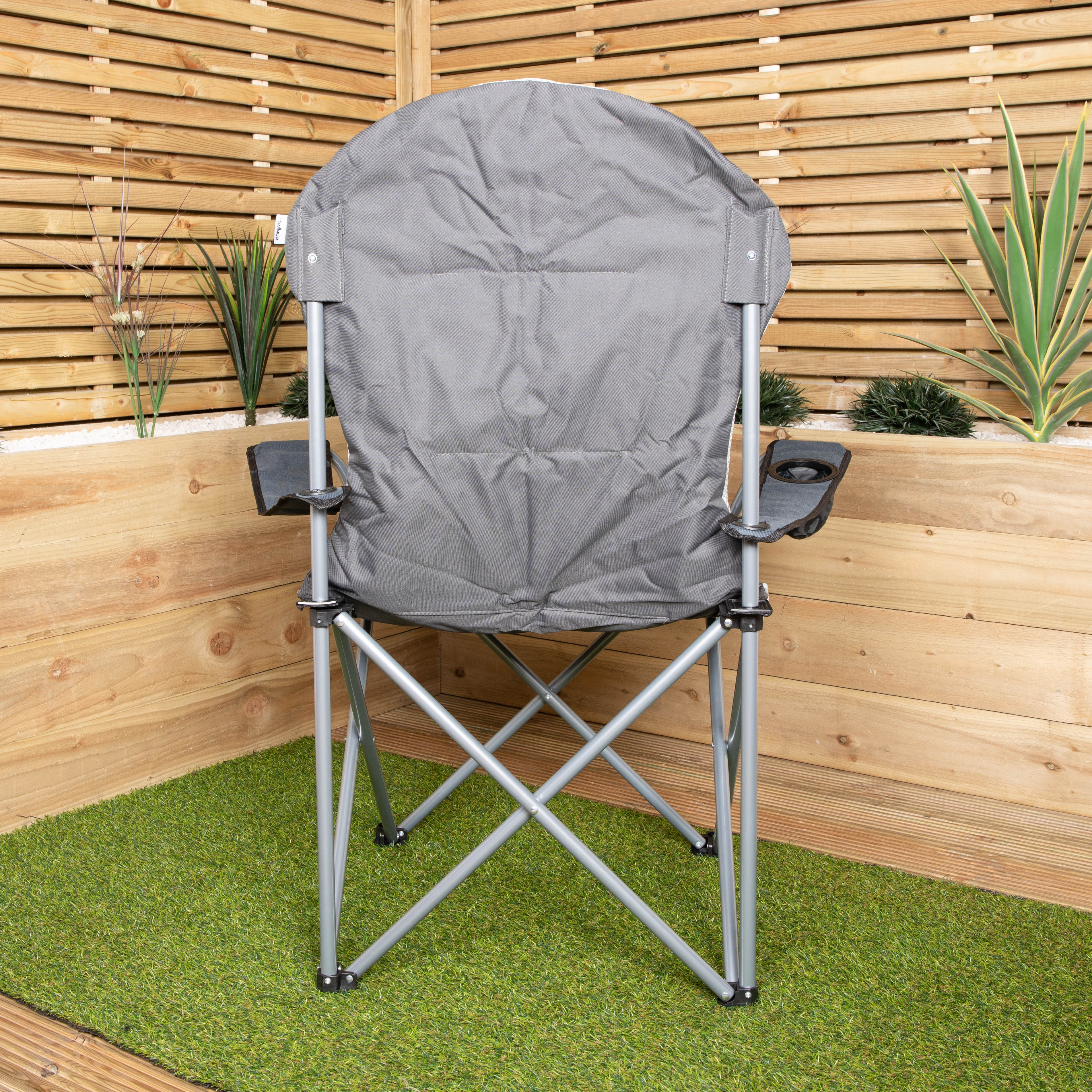 Berkley Folding Lightweight Padded High Back Relaxer Camping Chair in Slate Grey