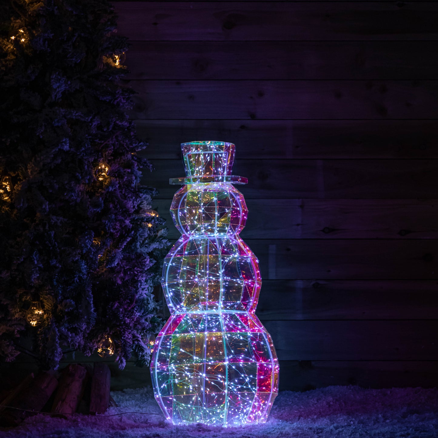 91cm DreamLights Iridescent Christmas Snowman with 400 White LEDs