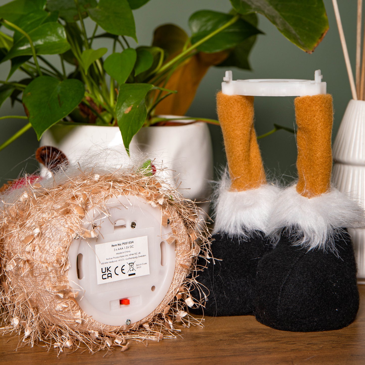 46cm Battery Operated Light up Standing Christmas Reindeer Gonk with Warm White LEDs