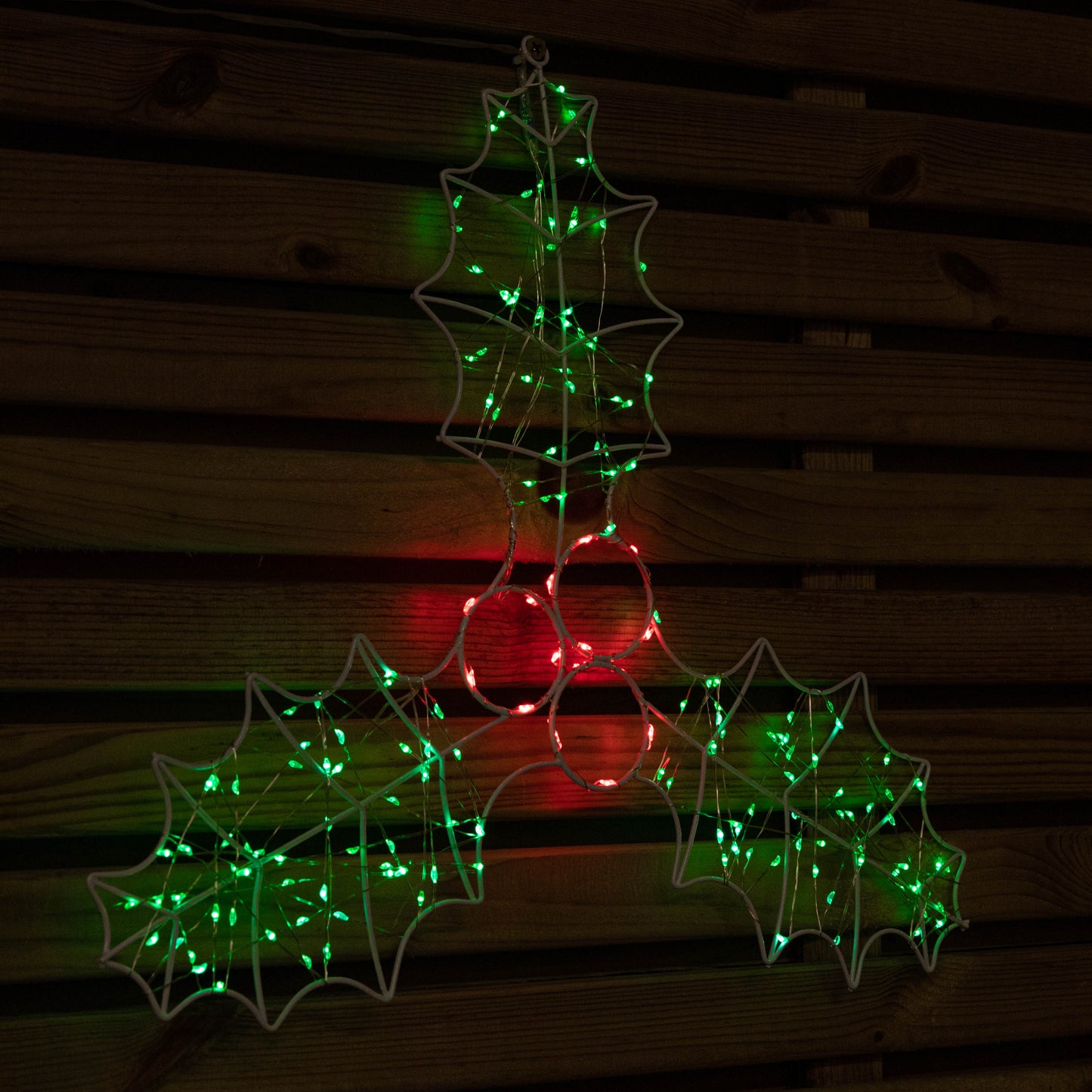46cm Light up Holly with Berries Christmas Silhouette with Red and Green LEDs