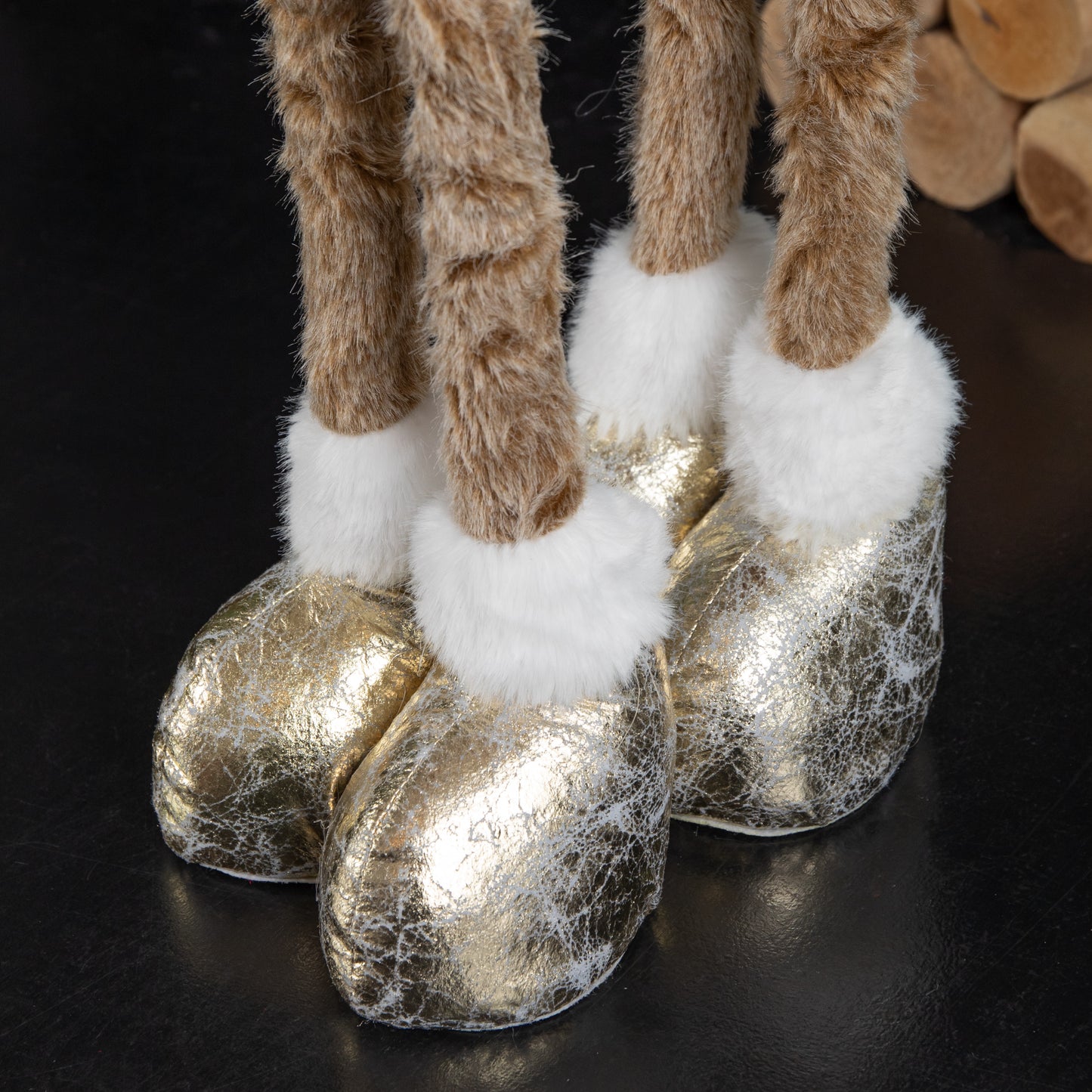 91cm Tall Plush Festive Golden Rudolph Christmas Decoration with Extendable Legs