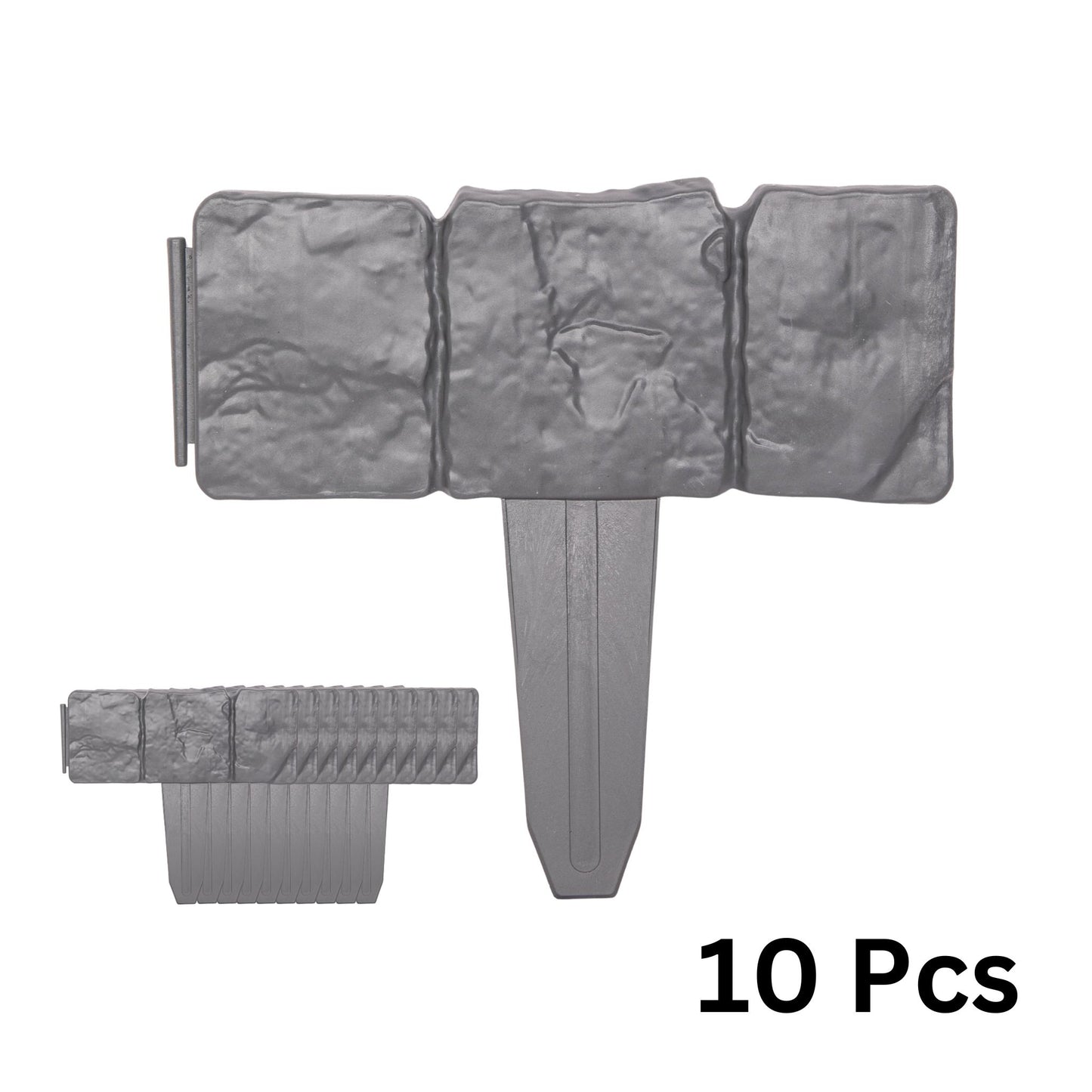 23cm 10 Piece Grey Cobble Stone Effect Garden Edging Boarder