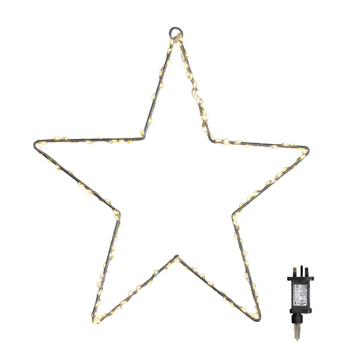 30cm Light up Dewdrop Christmas 2D Star with 120 Warm White LEDs & Timer Function