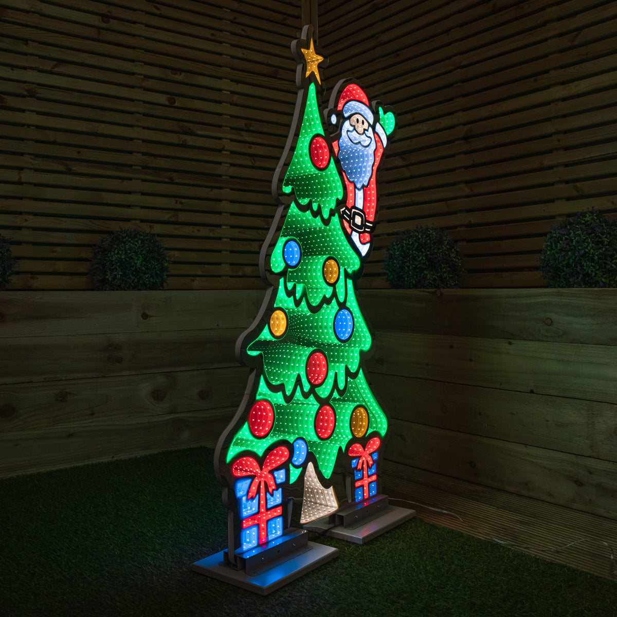 1.2m Light up Christmas Tree with Santa Infinity Decoration with Multi-Coloured LEDs