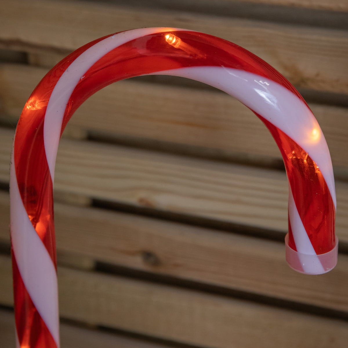 Set of 4 Large Light up Red & White Stripe Christmas Candy Cane Garden Stakes with LEDs