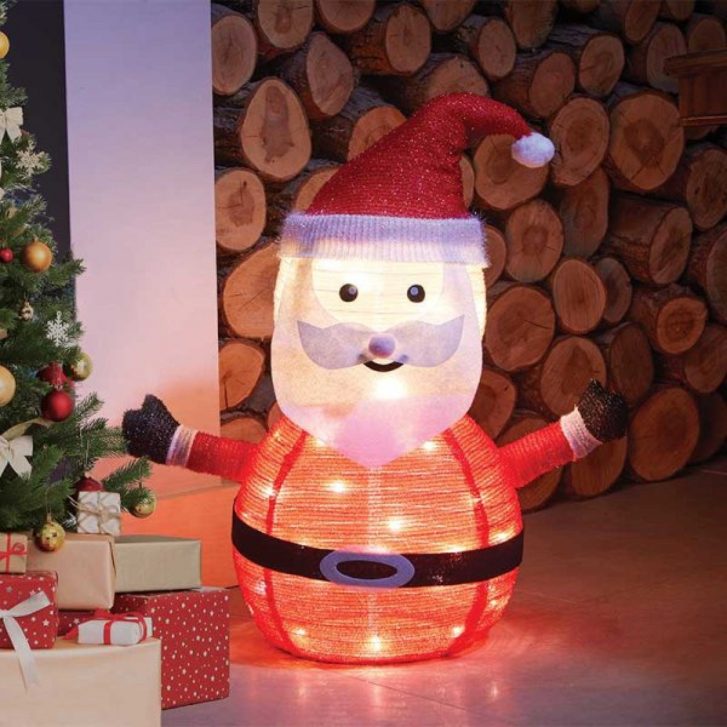 72cm Battery Operated Light up Pop up Christmas Santa with Warm White LEDs