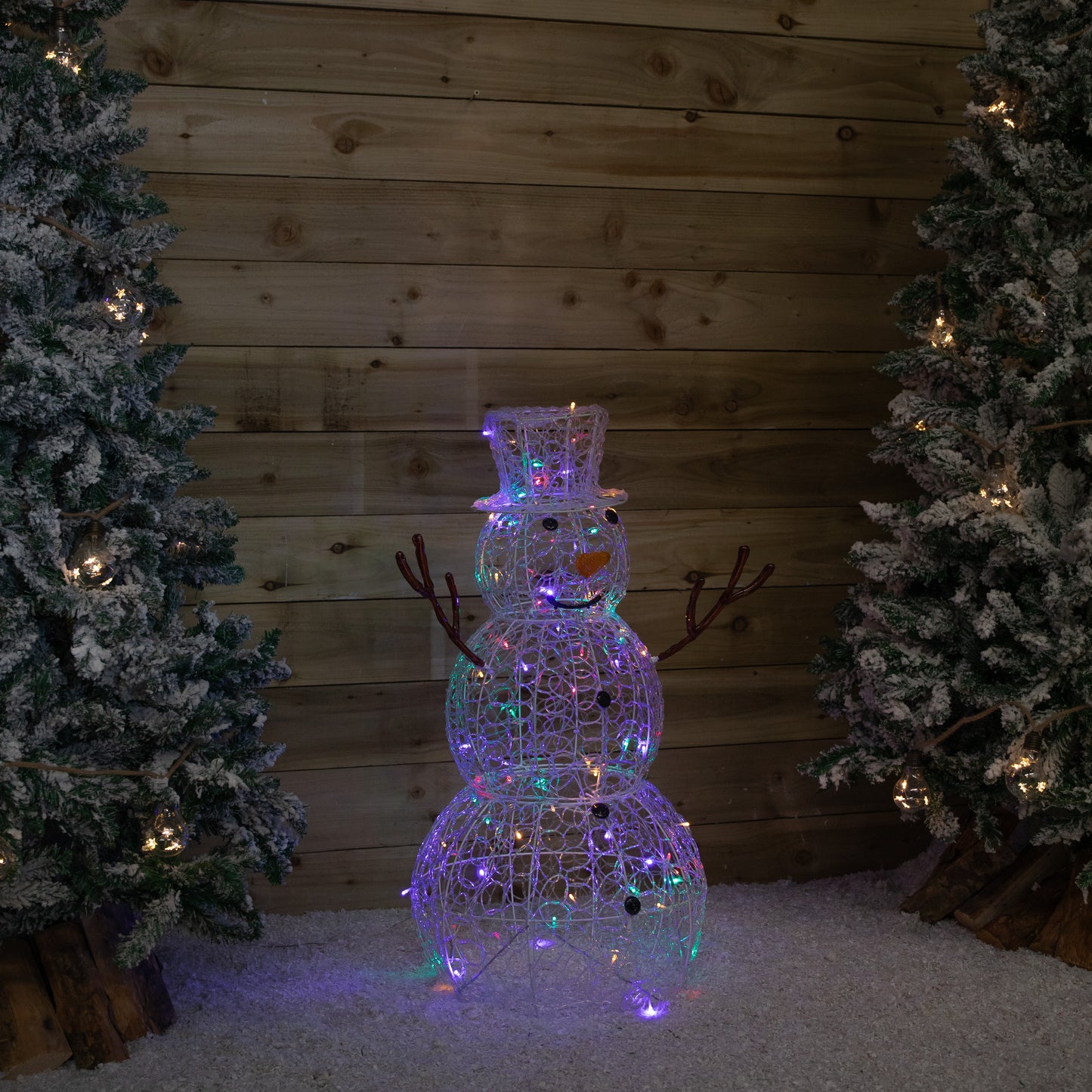 90cm Light up Soft Acrylic Christmas Snowman with 80 Multi-Coloured LEDs