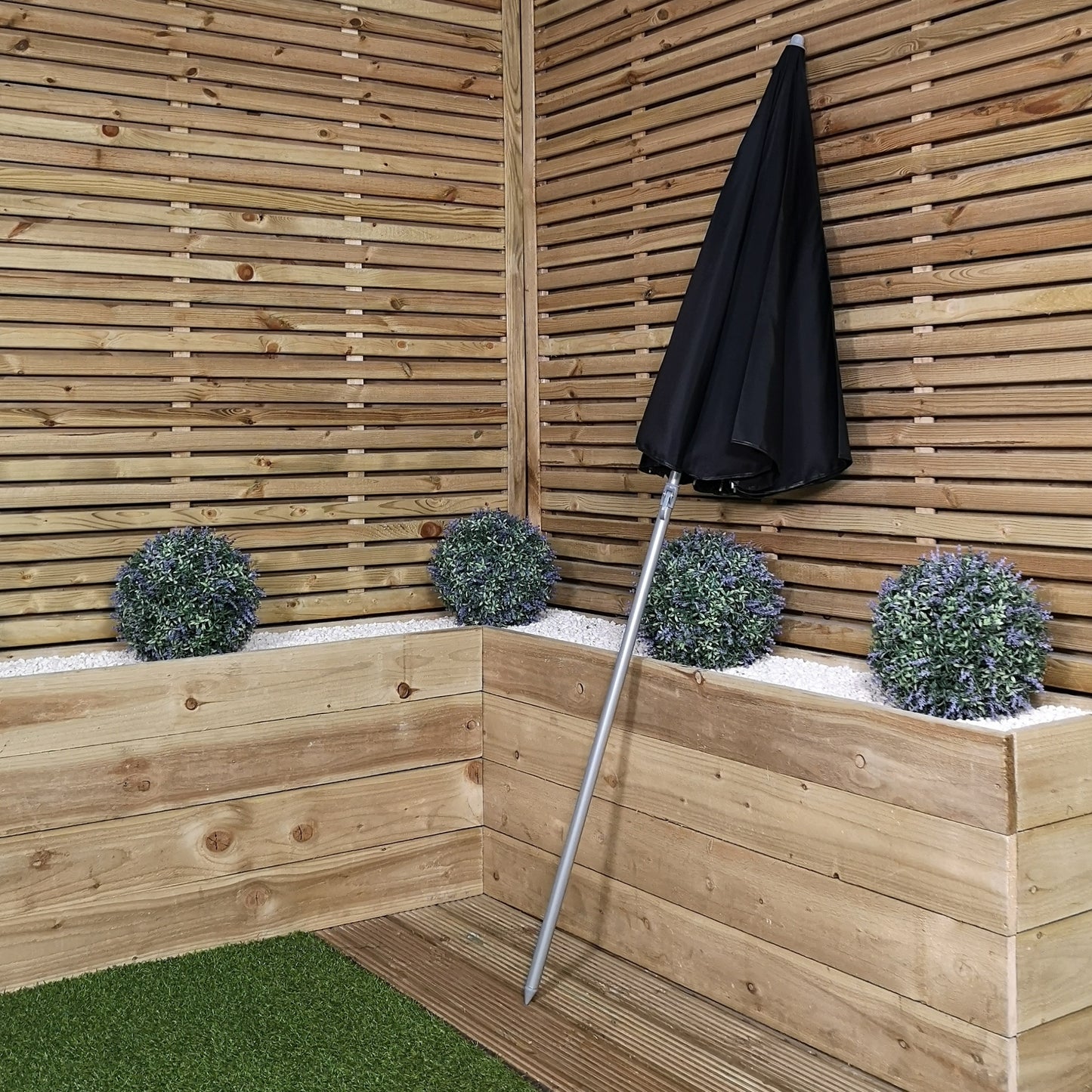 1.94m Lightweight Garden Parasol with Black Canopy