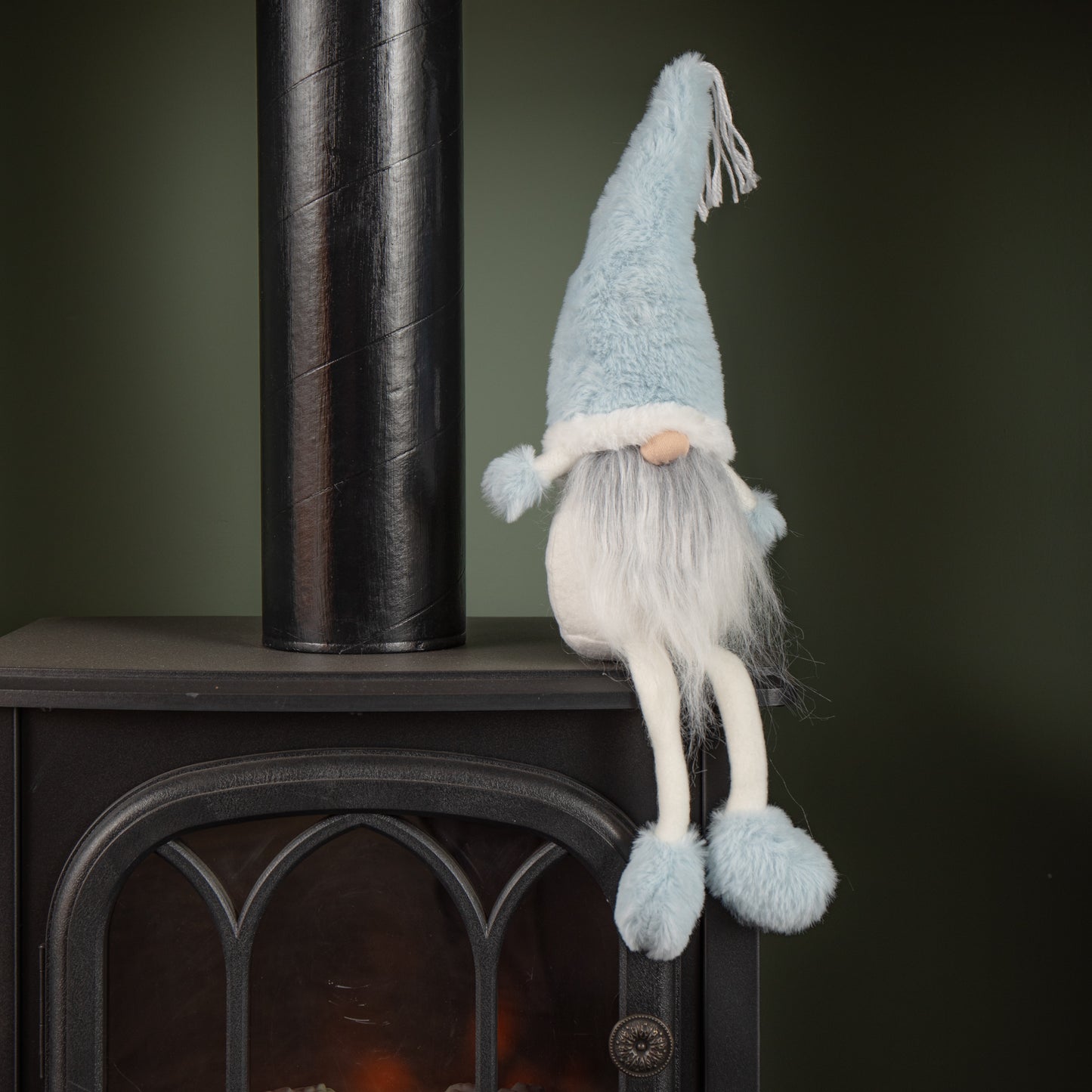 48cm Pastel Blue Plush Sitting Christmas Gonk with Dangly Legs Decoration